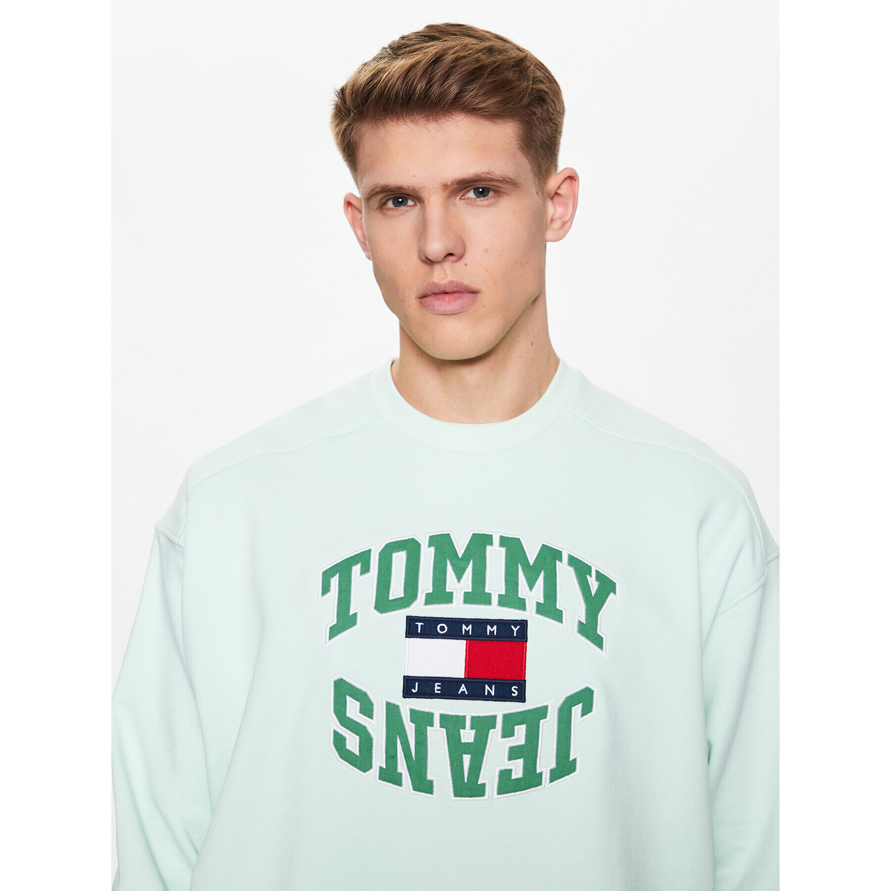 Tommy Jeans Mikina Boxy Arched Logo DM0DM16375 Zelená Boxy Fit - Pepit.cz