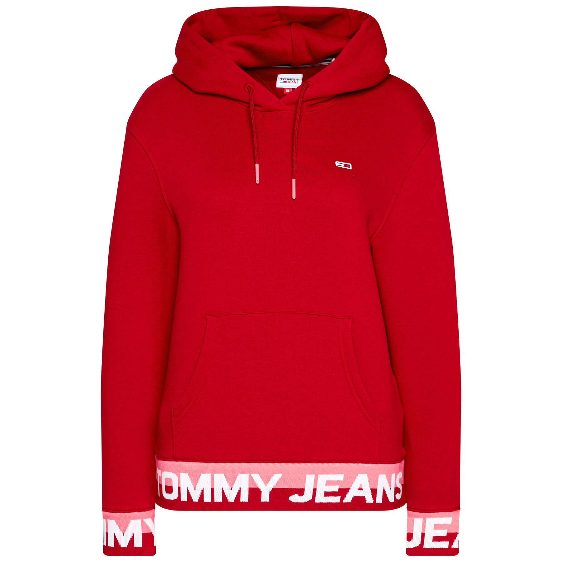 Tommy Jeans Mikina Branded Hem DW0DW08980 Červená Relaxed Fit - Pepit.cz