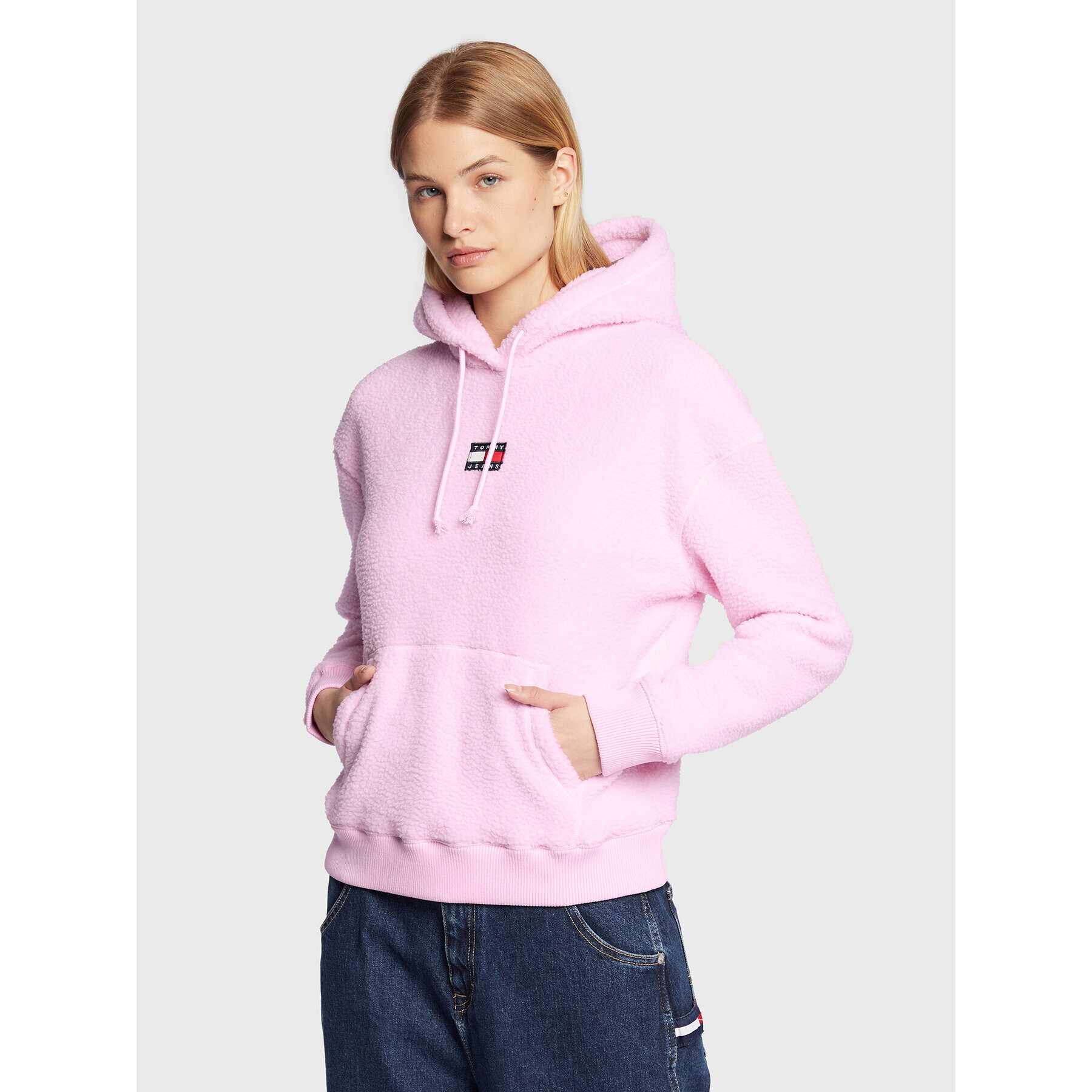 Tommy Jeans Mikina Center Badge Fleece DW0DW14690 Růžová Regular Fit - Pepit.cz