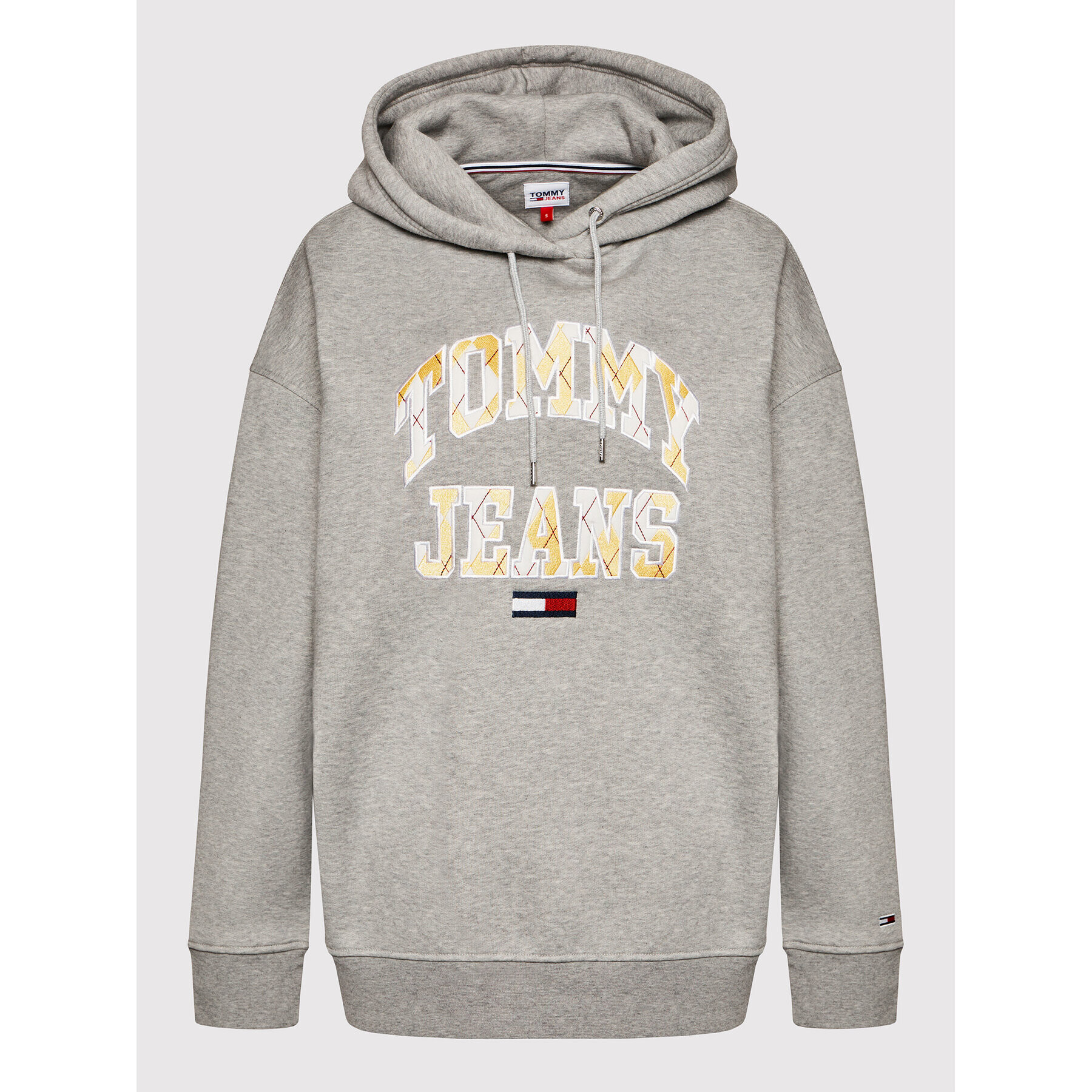 Tommy Jeans Mikina College Argyle DW0DW12047 Šedá Relaxed Fit - Pepit.cz