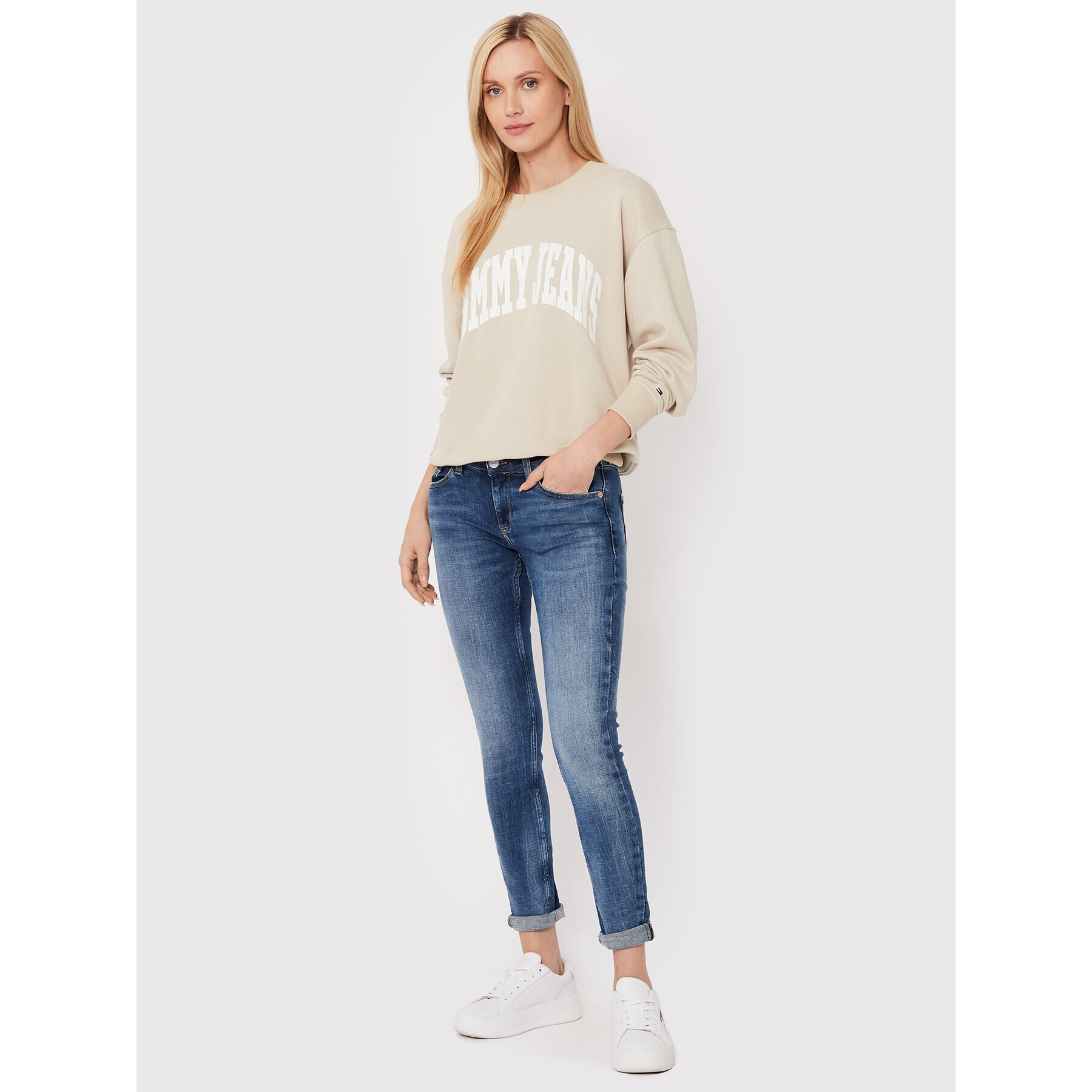 Tommy Jeans Mikina College DW0DW12714 Béžová Relaxed Fit - Pepit.cz