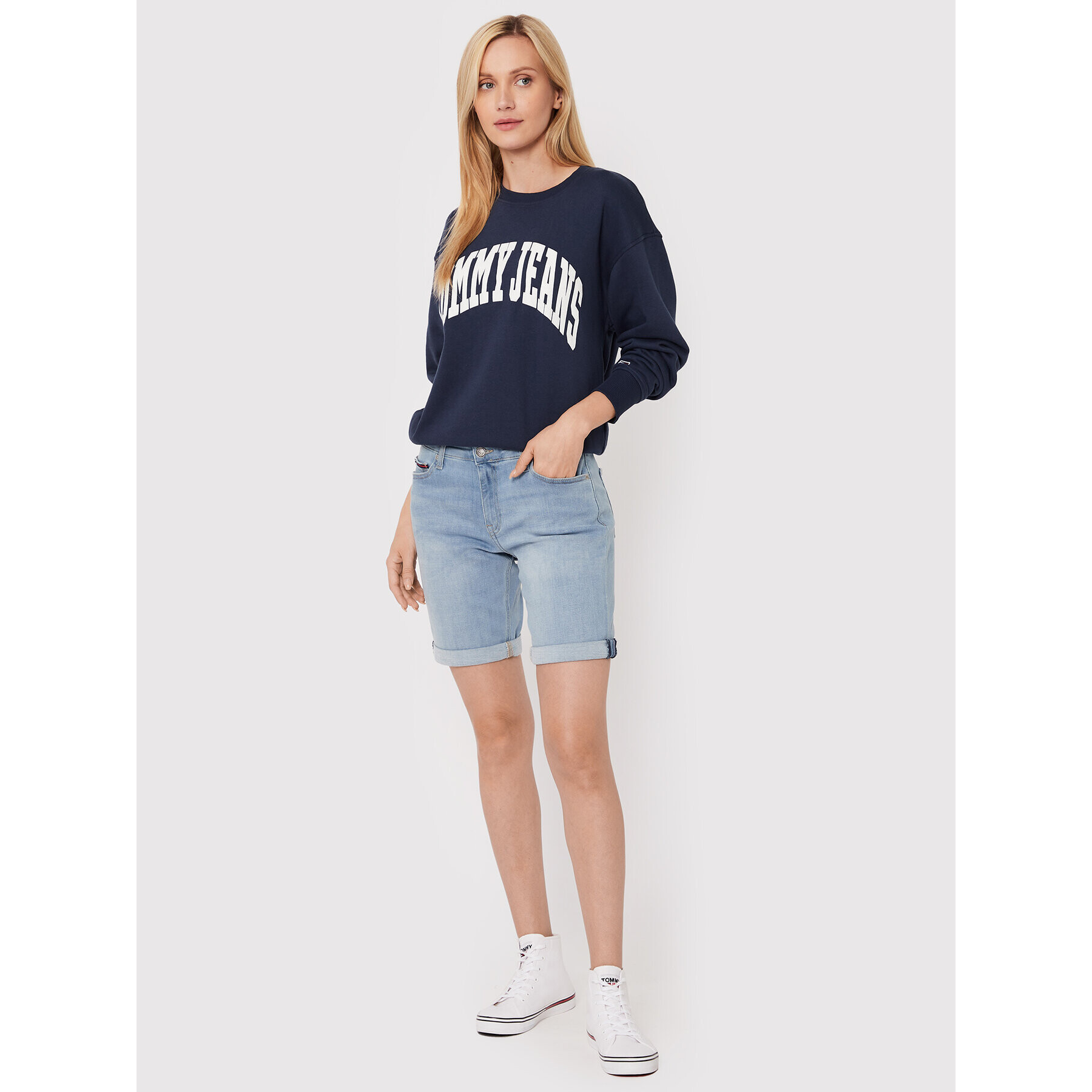 Tommy Jeans Mikina College DW0DW12714 Tmavomodrá Relaxed Fit - Pepit.cz