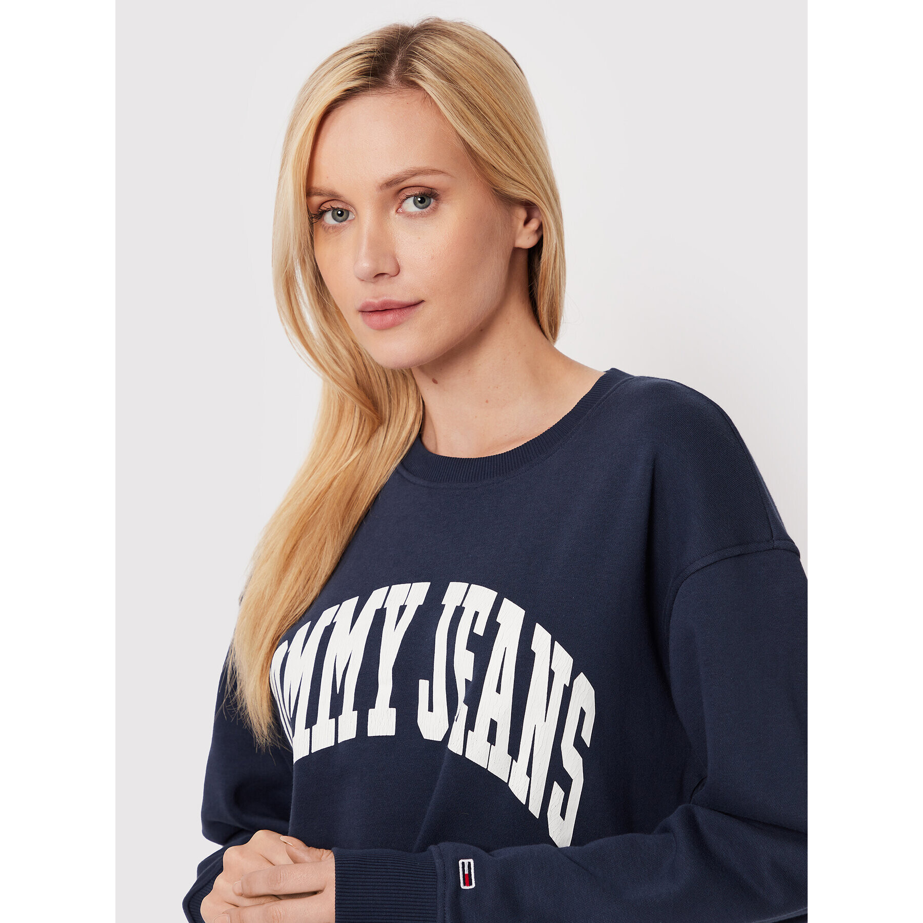 Tommy Jeans Mikina College DW0DW12714 Tmavomodrá Relaxed Fit - Pepit.cz