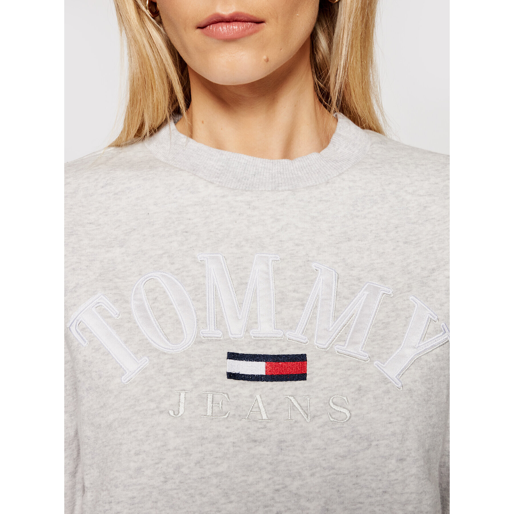 Tommy Jeans Mikina College Logo DW0DW09792 Šedá Regular Fit - Pepit.cz