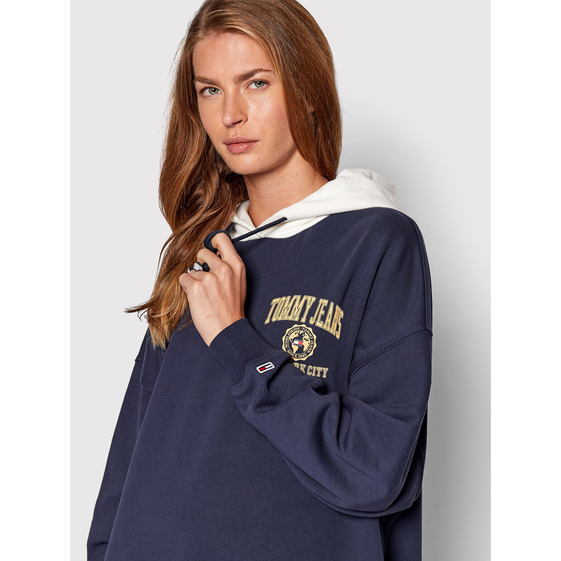 Tommy Jeans Mikina College Logo DW0DW13581 Tmavomodrá Oversize - Pepit.cz