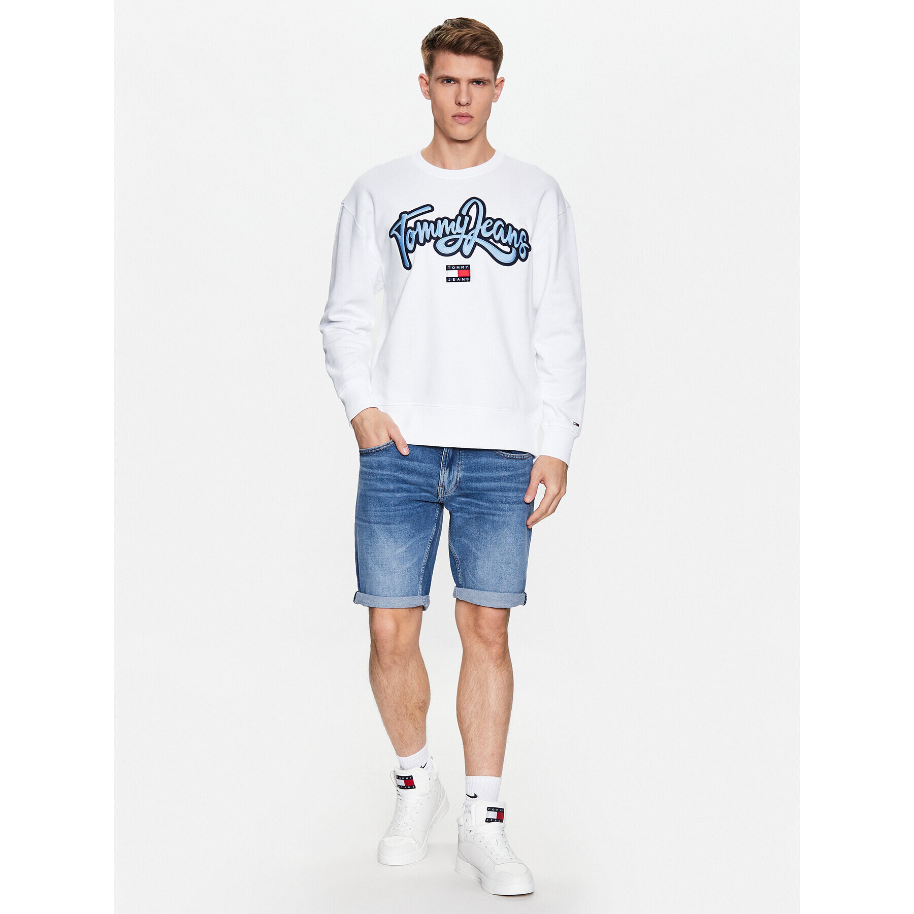 Tommy Jeans Mikina College Pop DM0DM16383 Bílá Relaxed Fit - Pepit.cz