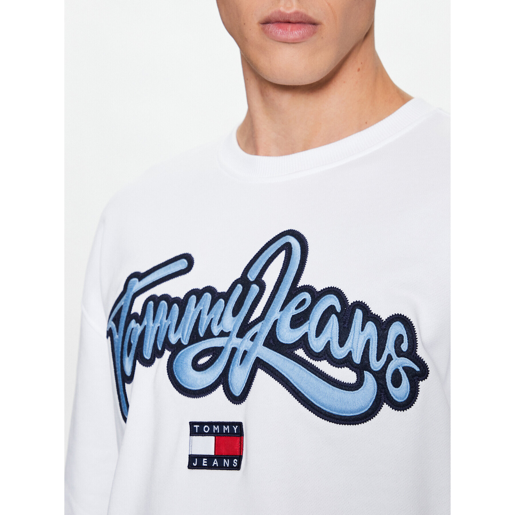 Tommy Jeans Mikina College Pop DM0DM16383 Bílá Relaxed Fit - Pepit.cz