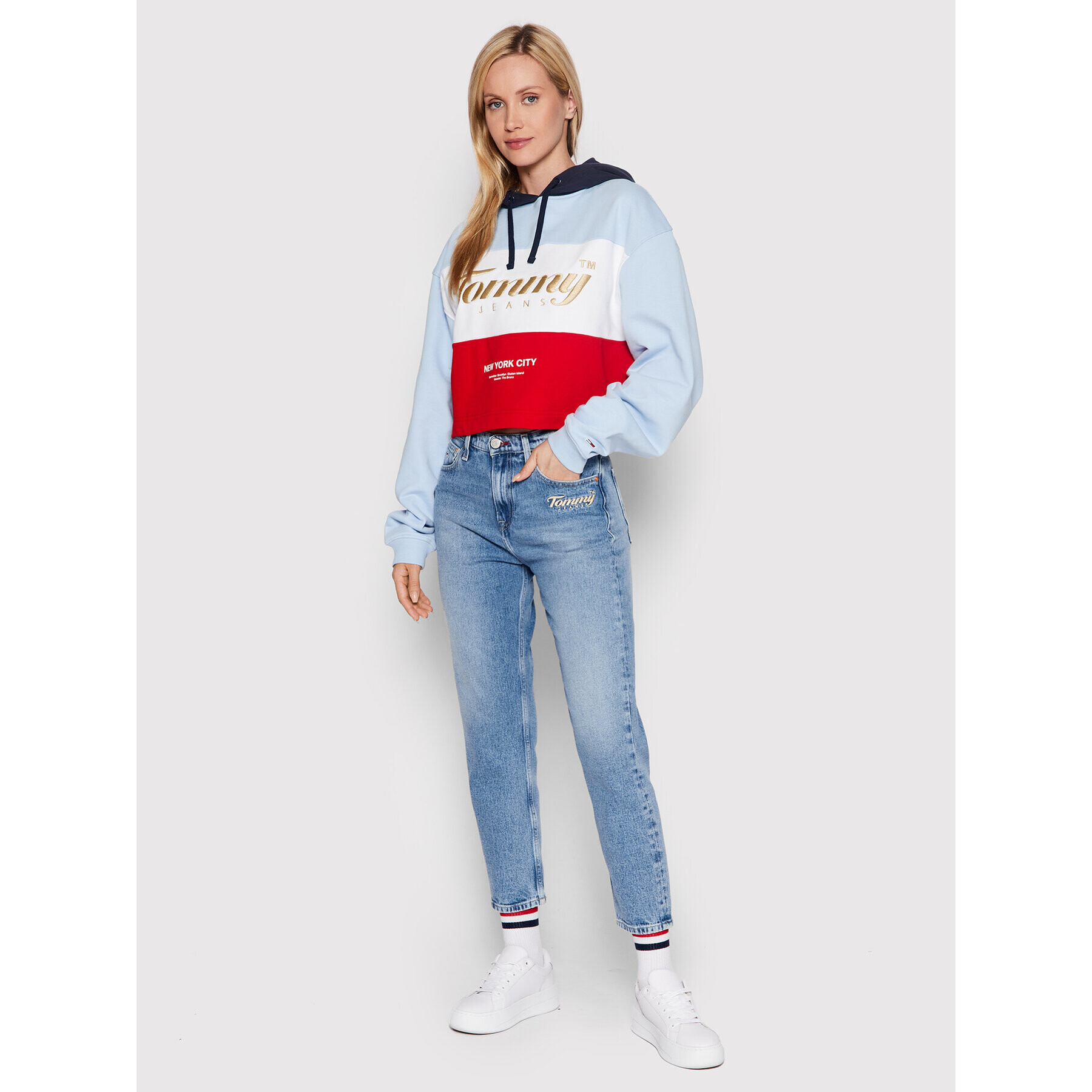 Tommy Jeans Mikina Crop Archive DW0DW13831 Barevná Relaxed Fit - Pepit.cz