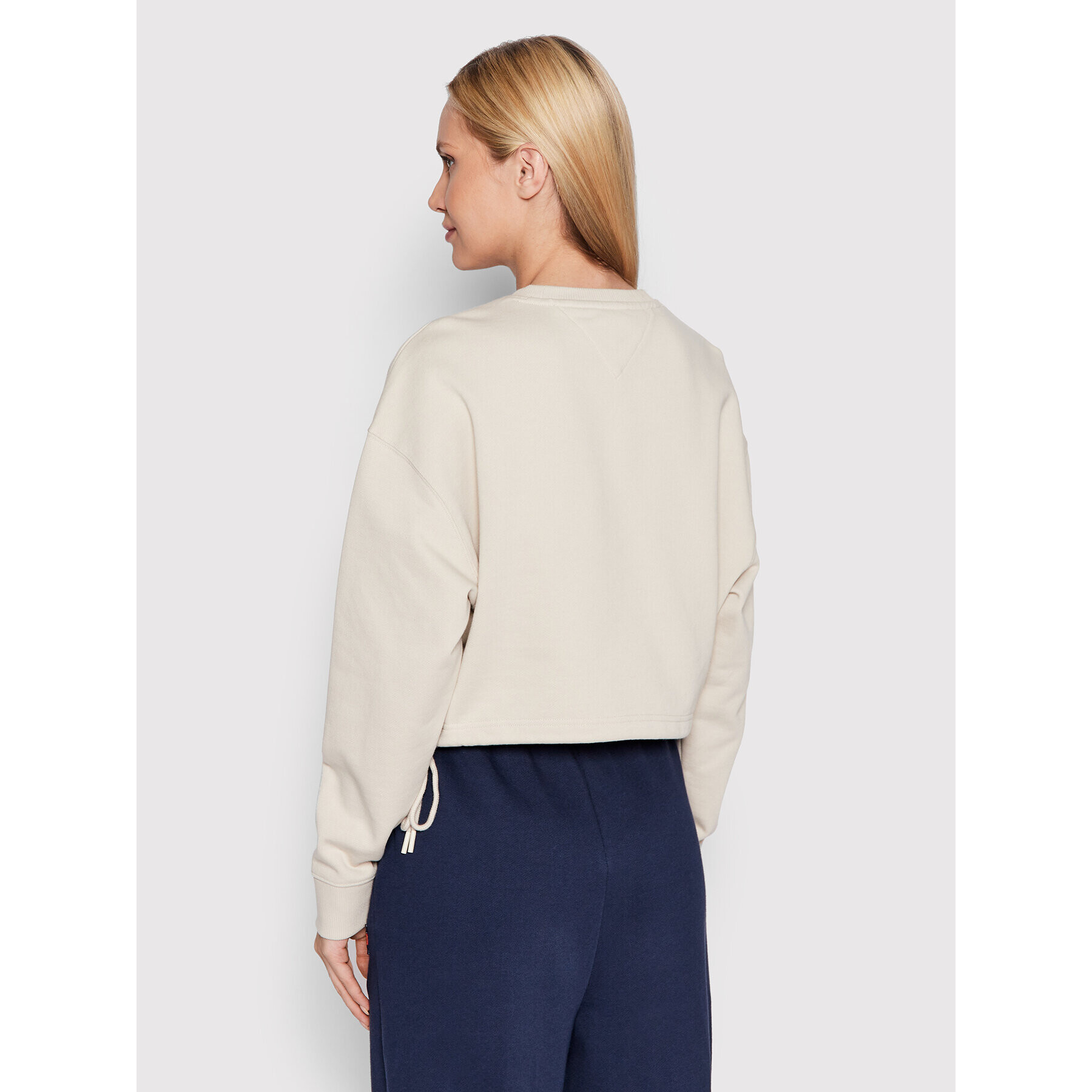 Tommy Jeans Mikina Crop Badge DW0DW12722 Béžová Relaxed Fit - Pepit.cz