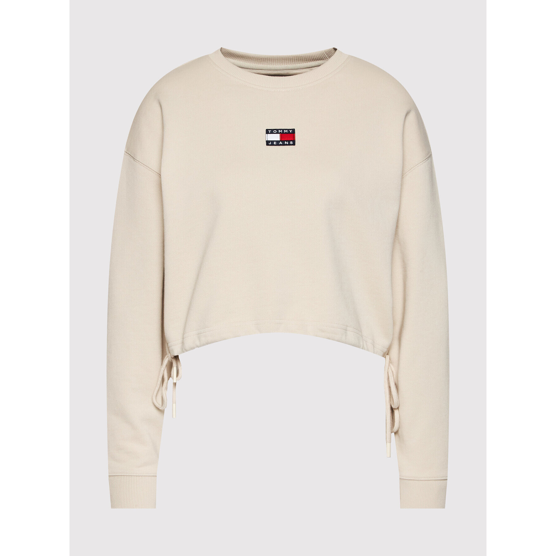 Tommy Jeans Mikina Crop Badge DW0DW12722 Béžová Relaxed Fit - Pepit.cz