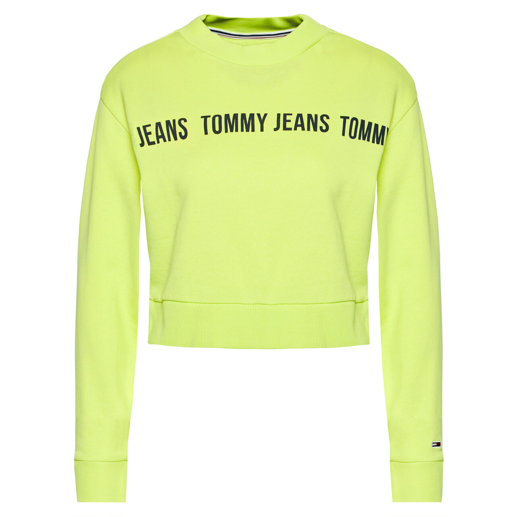 Tommy Jeans Mikina Cropped Tape Crew DW0DW09793 Zelená Regular Fit - Pepit.cz