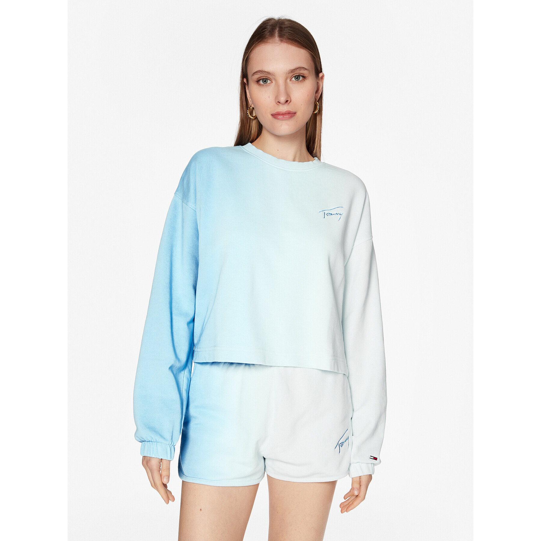 Tommy Jeans Mikina Dip Dye DW0DW15427 Modrá Boxy Fit - Pepit.cz