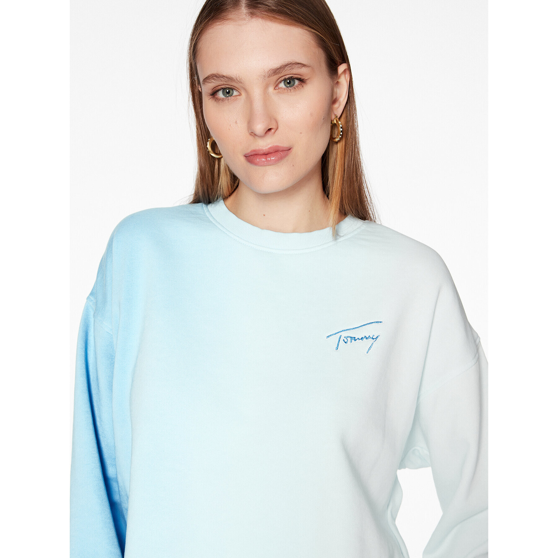 Tommy Jeans Mikina Dip Dye DW0DW15427 Modrá Boxy Fit - Pepit.cz