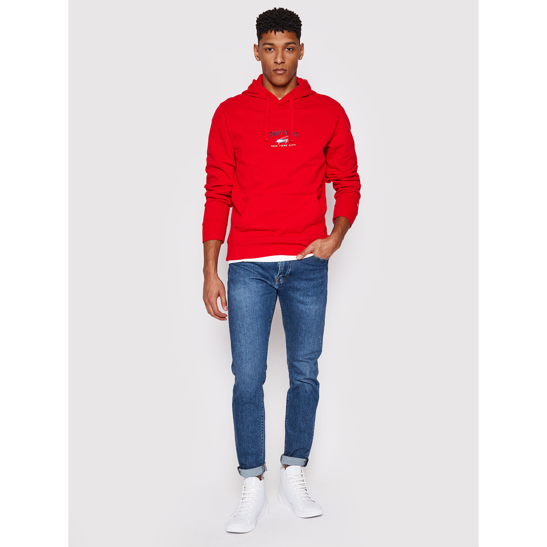 Tommy Jeans Mikina DM0DM10208 Červená Regular Fit - Pepit.cz