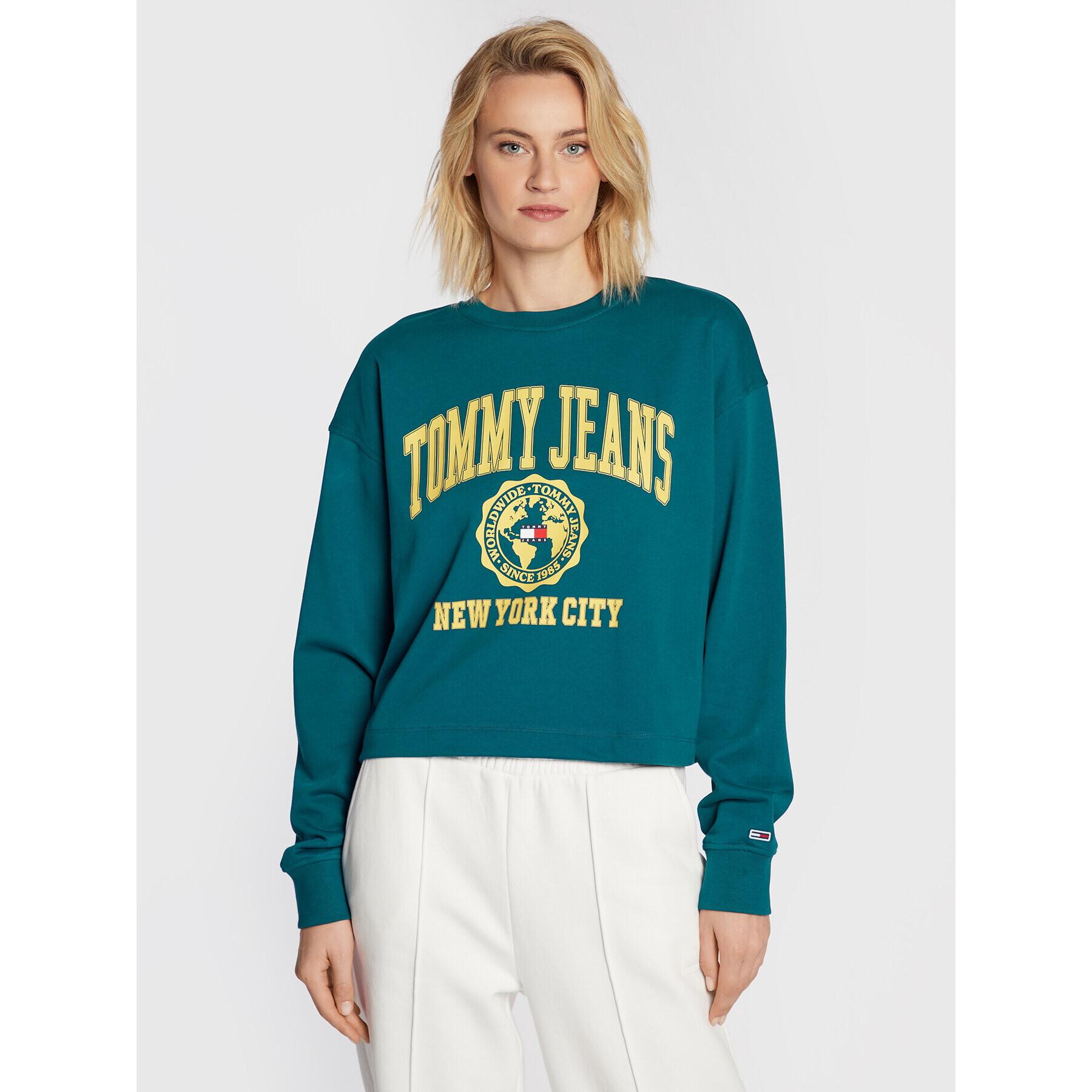 Tommy Jeans Mikina DW0DW13834 Modrá Cropped Fit - Pepit.cz