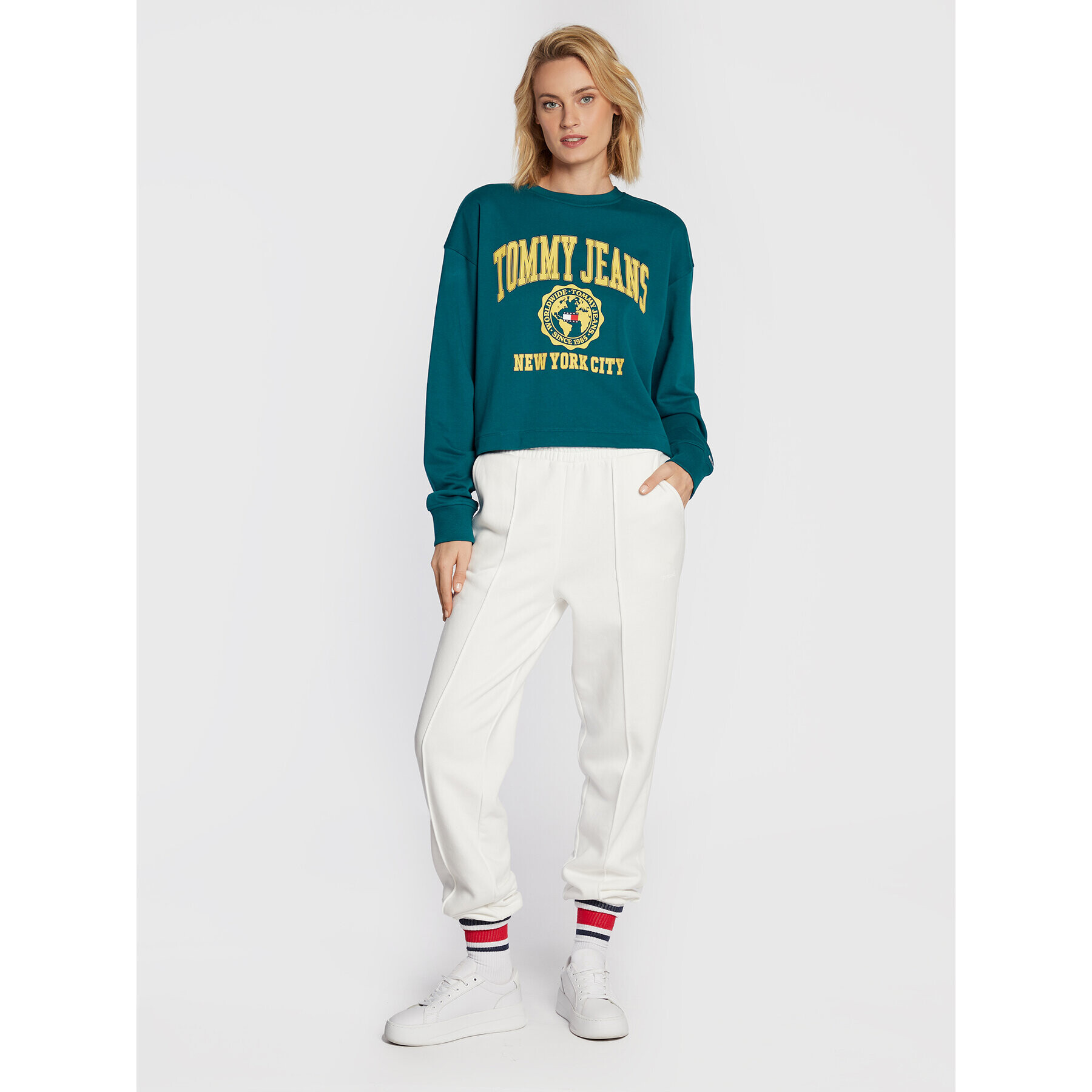 Tommy Jeans Mikina DW0DW13834 Modrá Cropped Fit - Pepit.cz