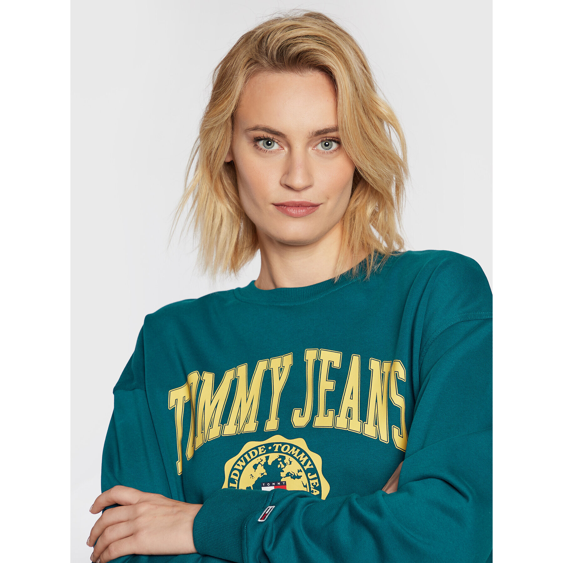 Tommy Jeans Mikina DW0DW13834 Modrá Cropped Fit - Pepit.cz