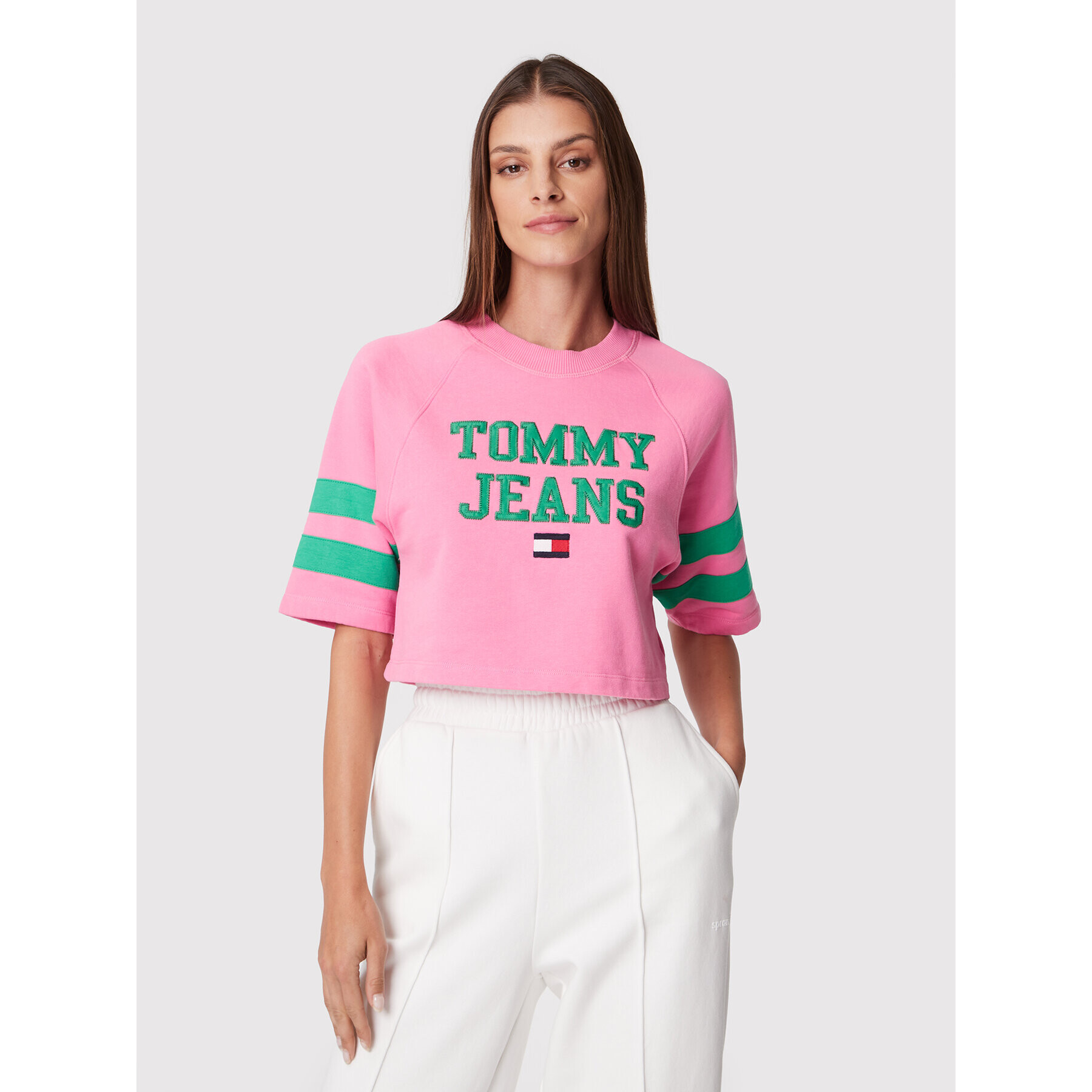 Tommy Jeans Mikina DW0DW14213 Růžová Cropped Fit - Pepit.cz