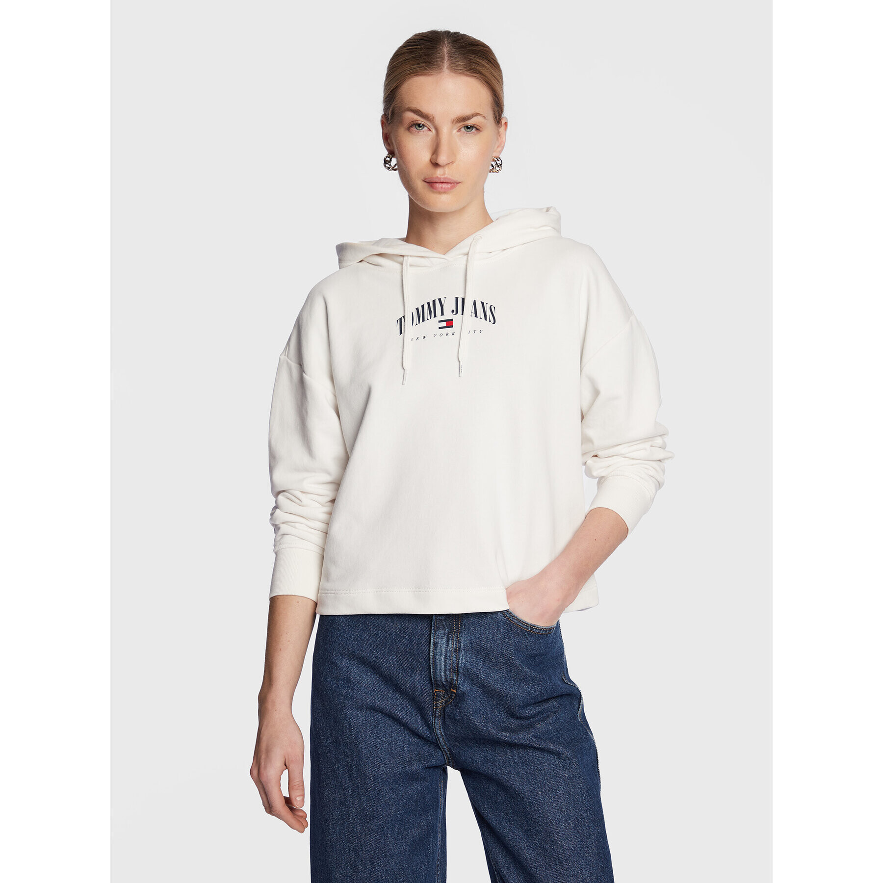 Tommy Jeans Mikina DW0DW14852 Bílá Regular Fit - Pepit.cz