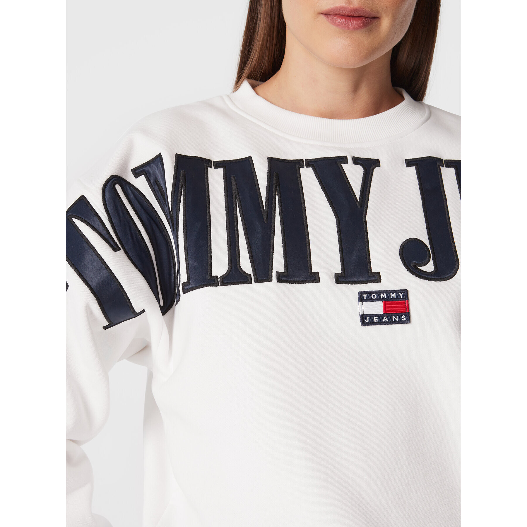 Tommy Jeans Mikina DW0DW15059 Bílá Relaxed Fit - Pepit.cz