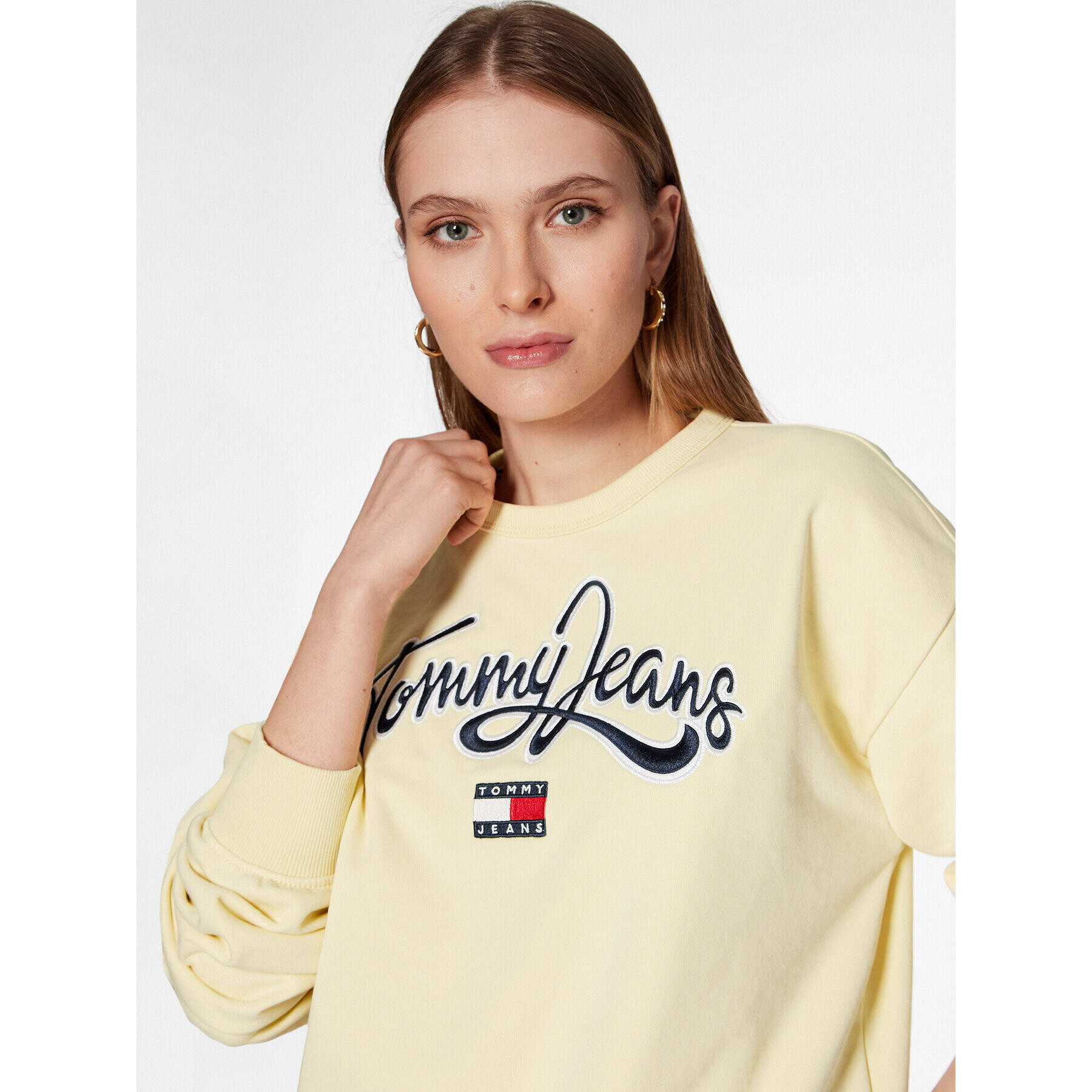 Tommy Jeans Mikina DW0DW15428 Žlutá Relaxed Fit - Pepit.cz