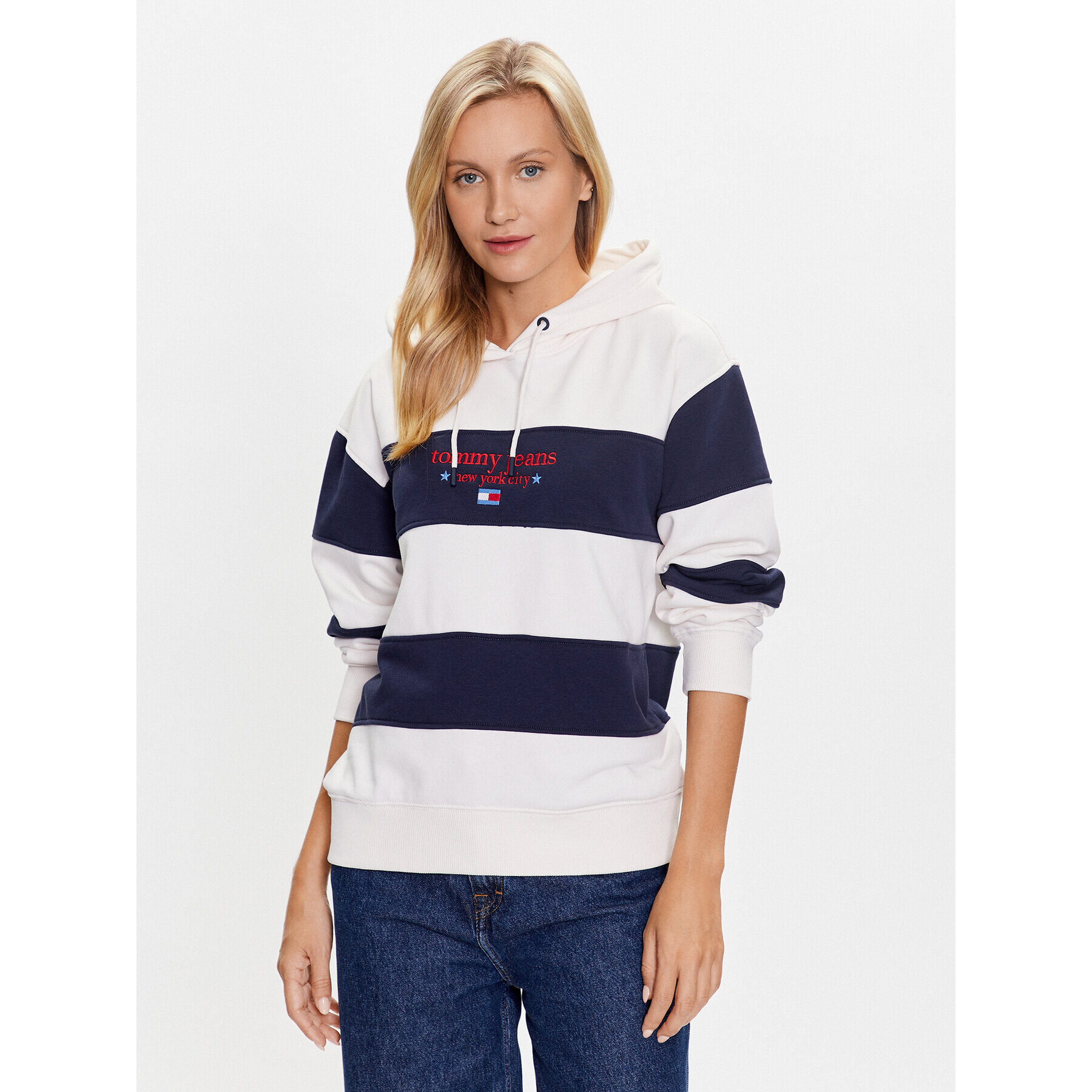 Tommy Jeans Mikina DW0DW16139 Écru Relaxed Fit - Pepit.cz