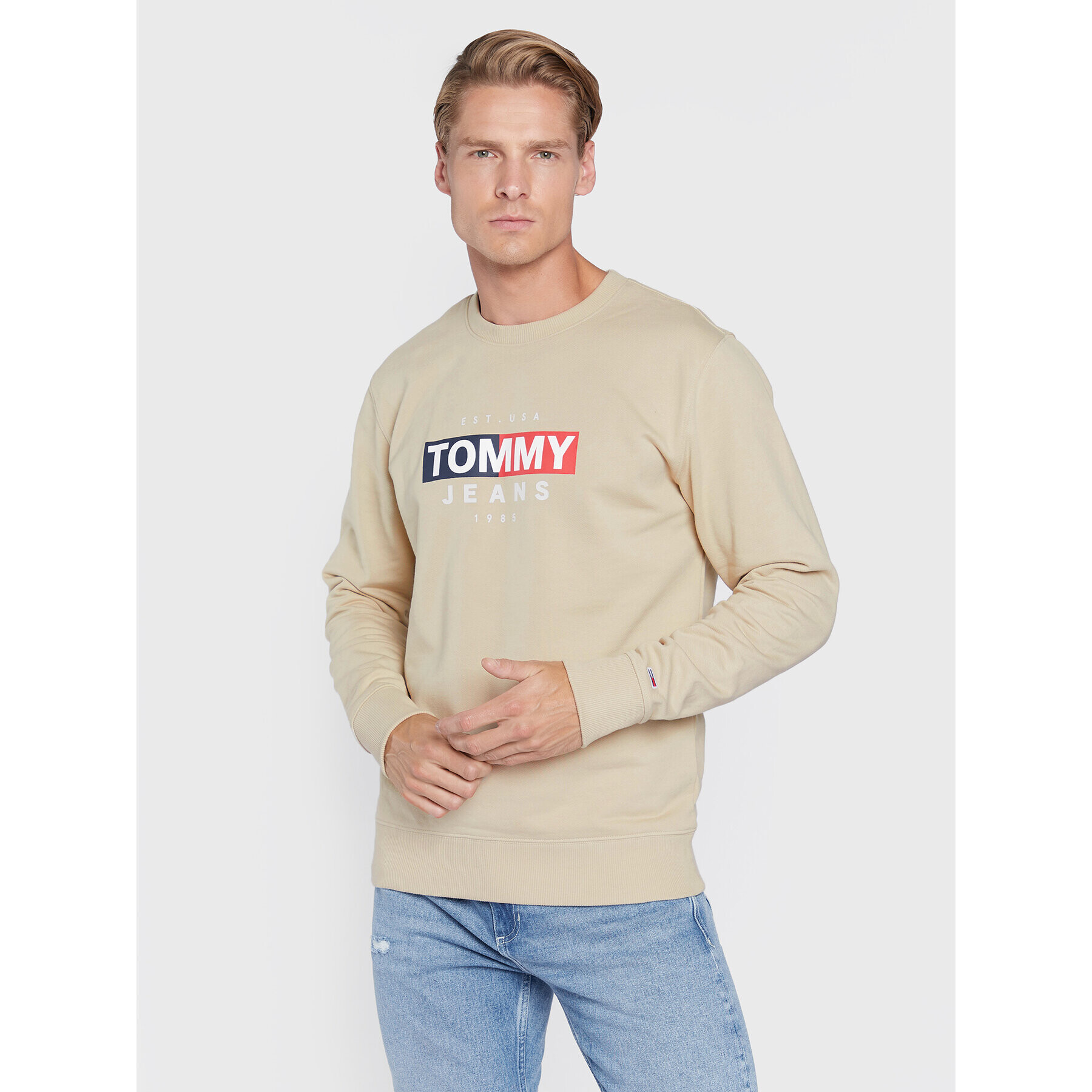 Tommy Jeans Mikina Entry Flag DM0DM14341 Béžová Regular Fit - Pepit.cz