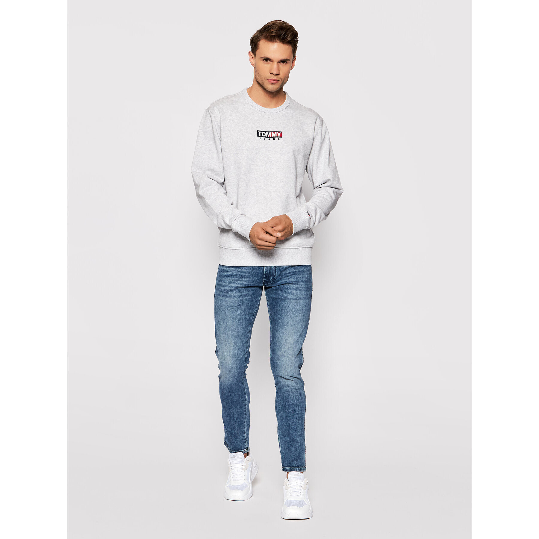 Tommy Jeans Mikina Entry Graphic Crew DM0DM11627 Šedá Regular Fit - Pepit.cz