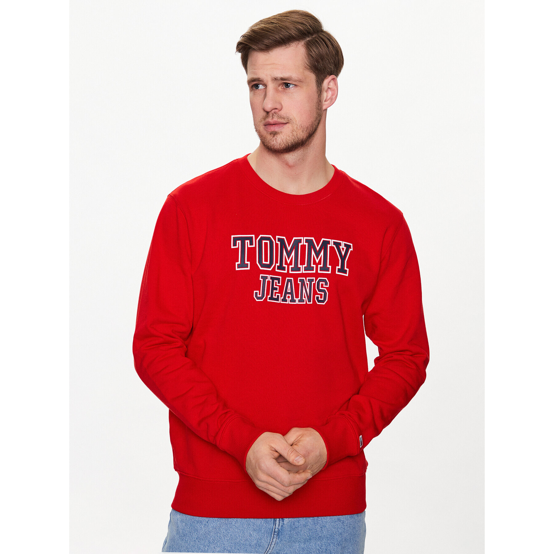 Tommy Jeans Mikina Entry Graphic Crew DM0DM16366 Červená Regular Fit - Pepit.cz