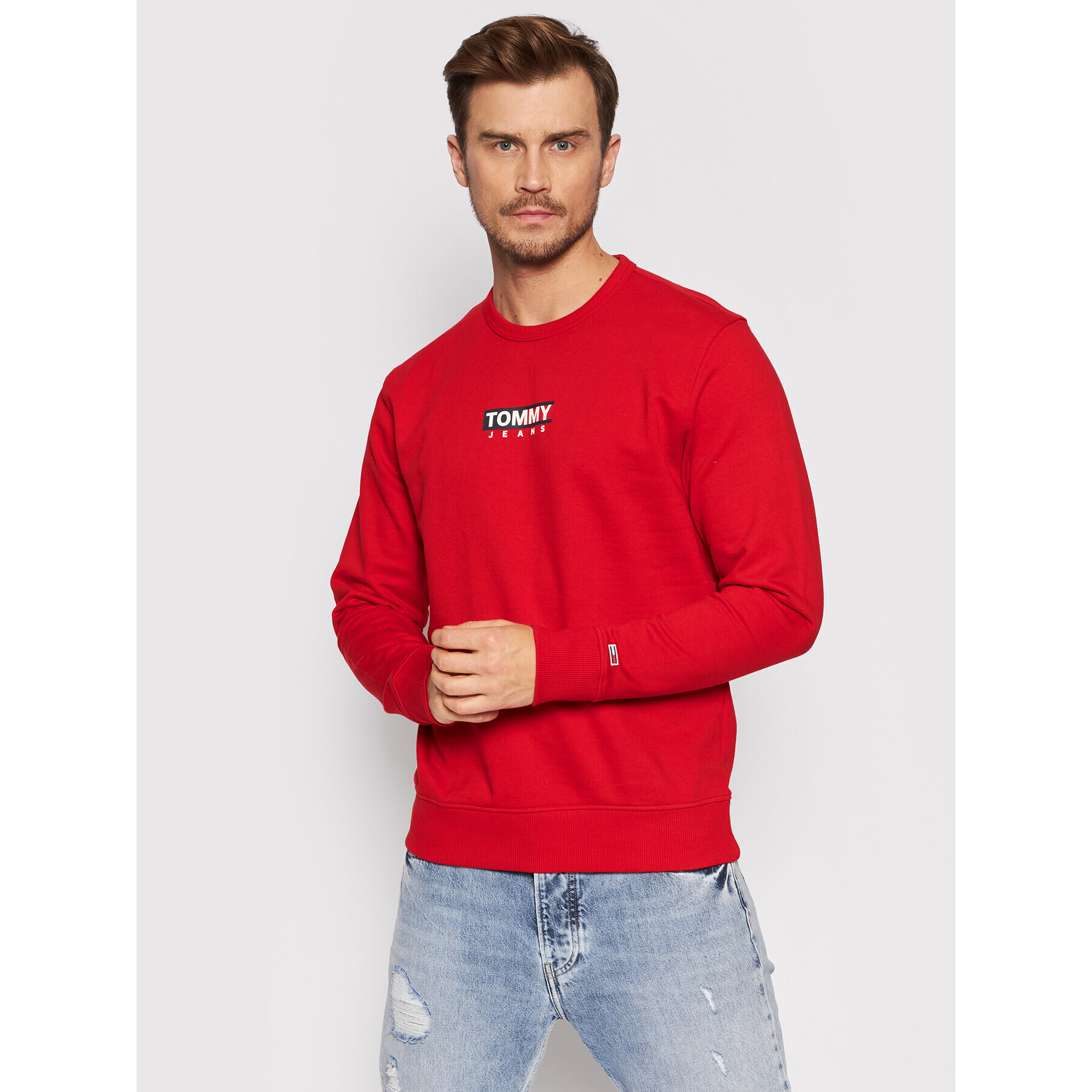 Tommy Jeans Mikina Entry Graphic DM0DM11627 Červená Regular Fit - Pepit.cz