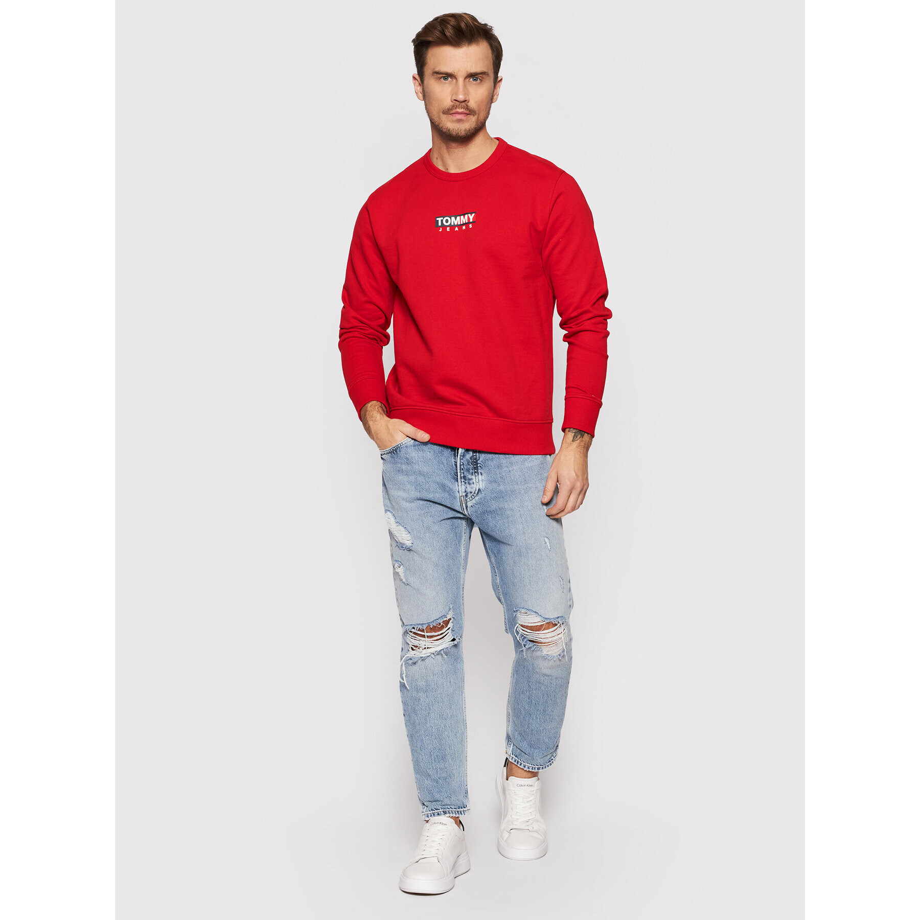 Tommy Jeans Mikina Entry Graphic DM0DM11627 Červená Regular Fit - Pepit.cz