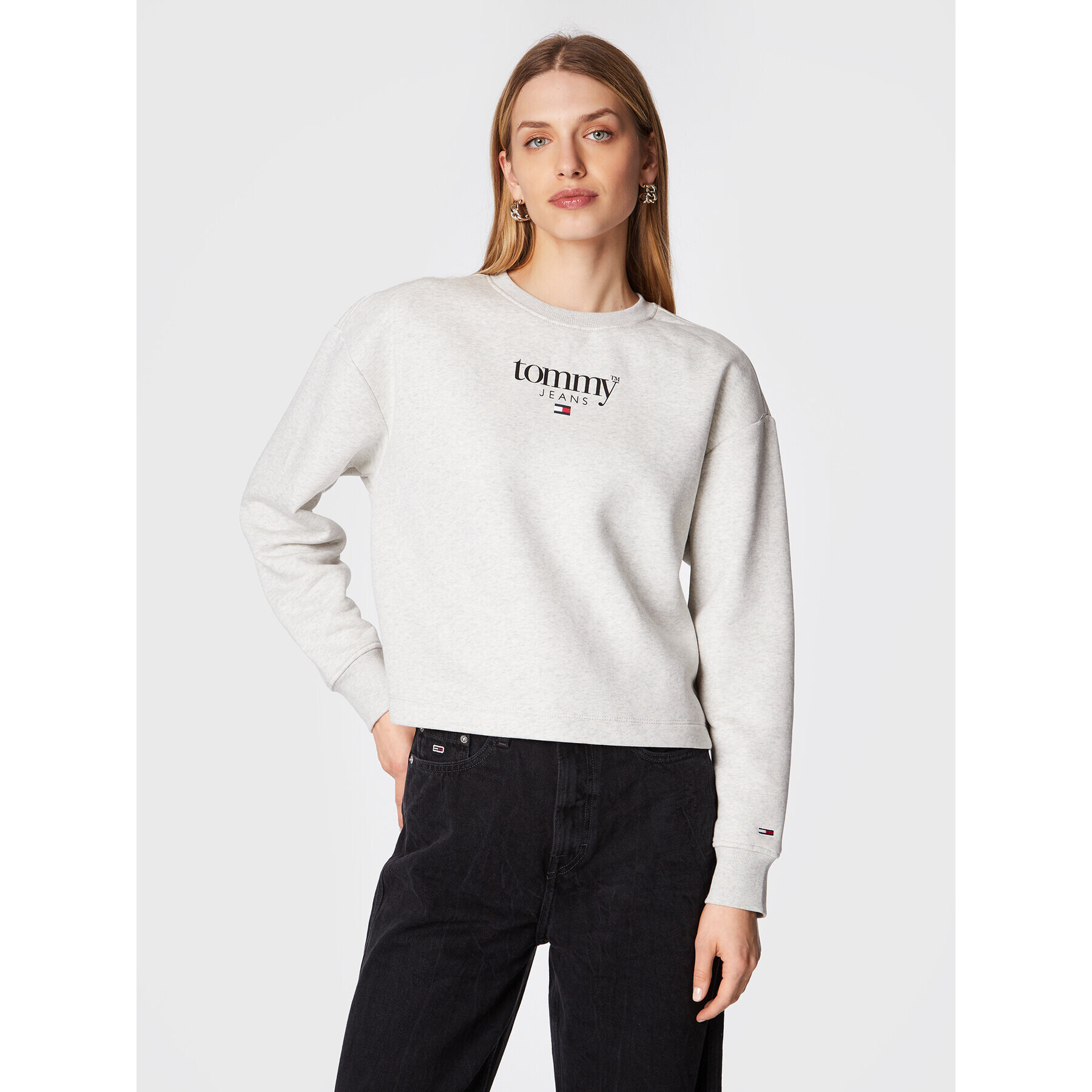 Tommy Jeans Mikina Essential DW0DW14325 Šedá Relaxed Fit - Pepit.cz