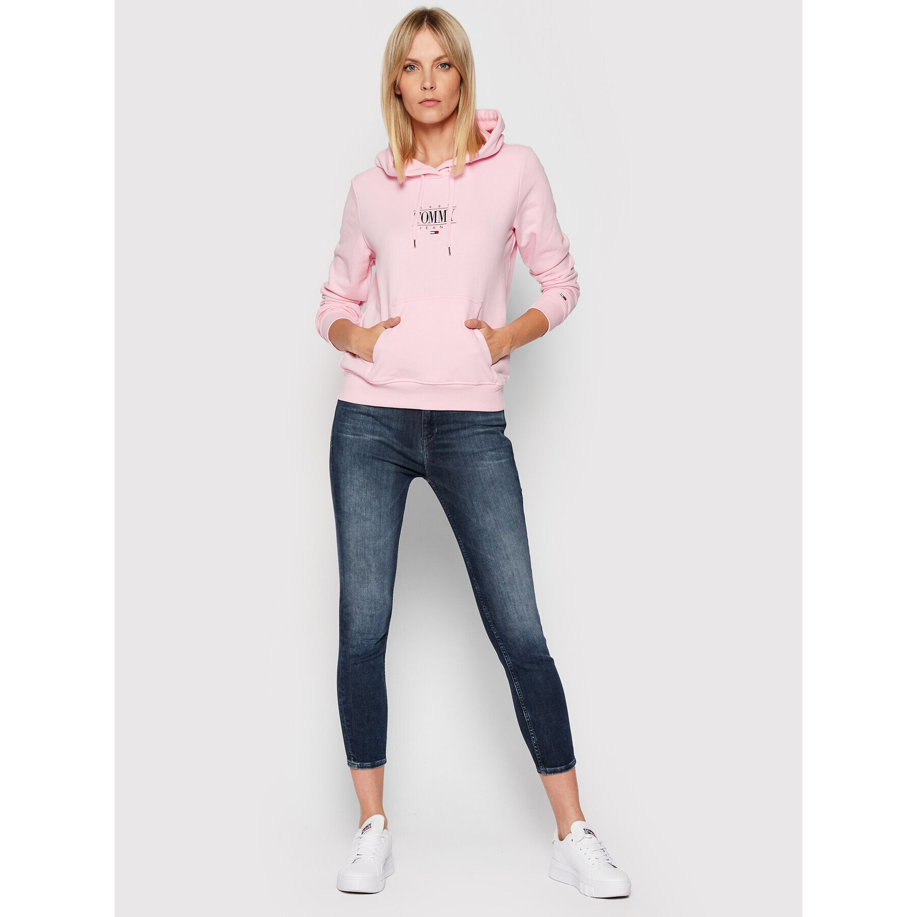 Tommy Jeans Mikina Essential Logo DW0DW11049 Růžová Regular Fit - Pepit.cz