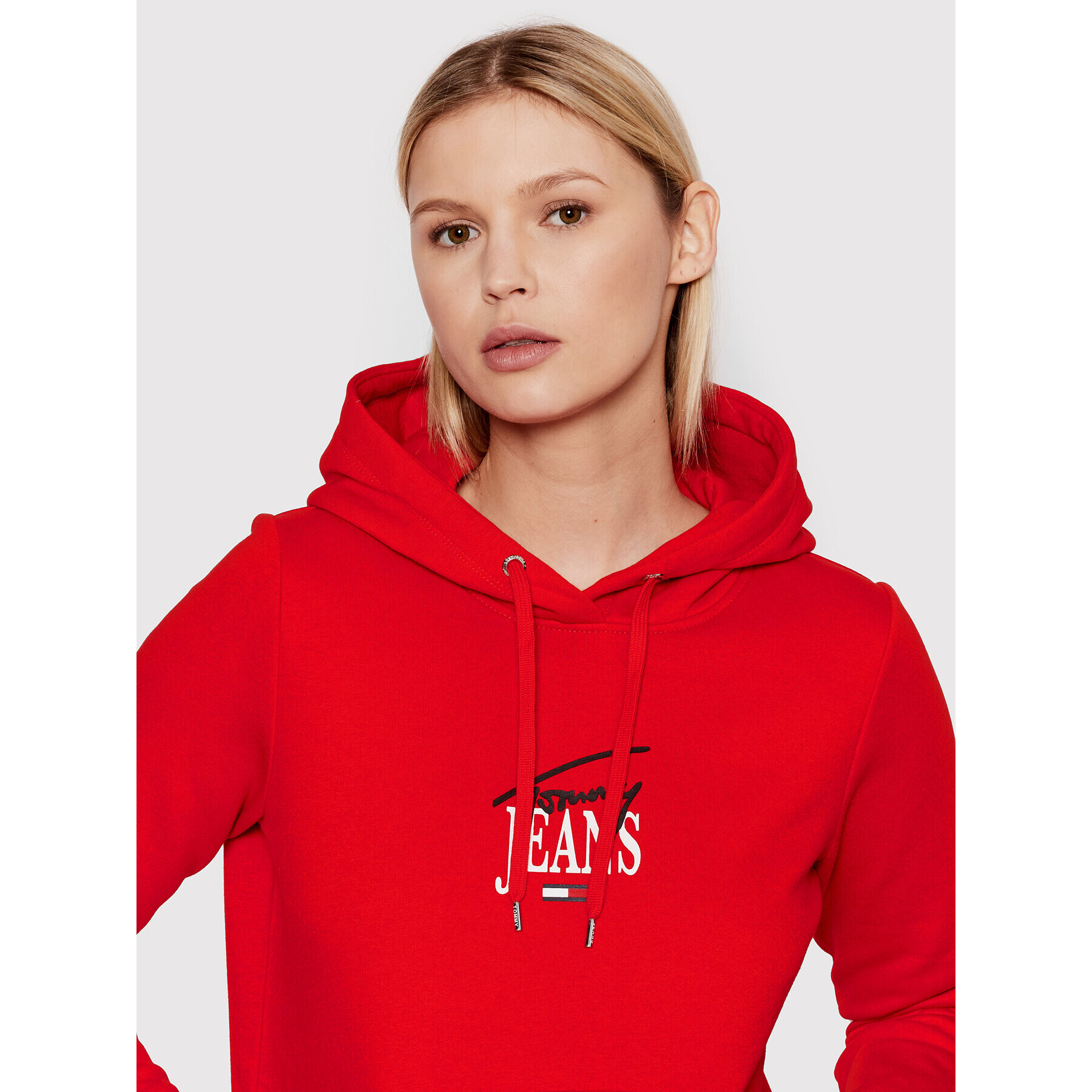 Tommy Jeans Mikina Essential Logo DW0DW11824 Červená Regular Fit - Pepit.cz