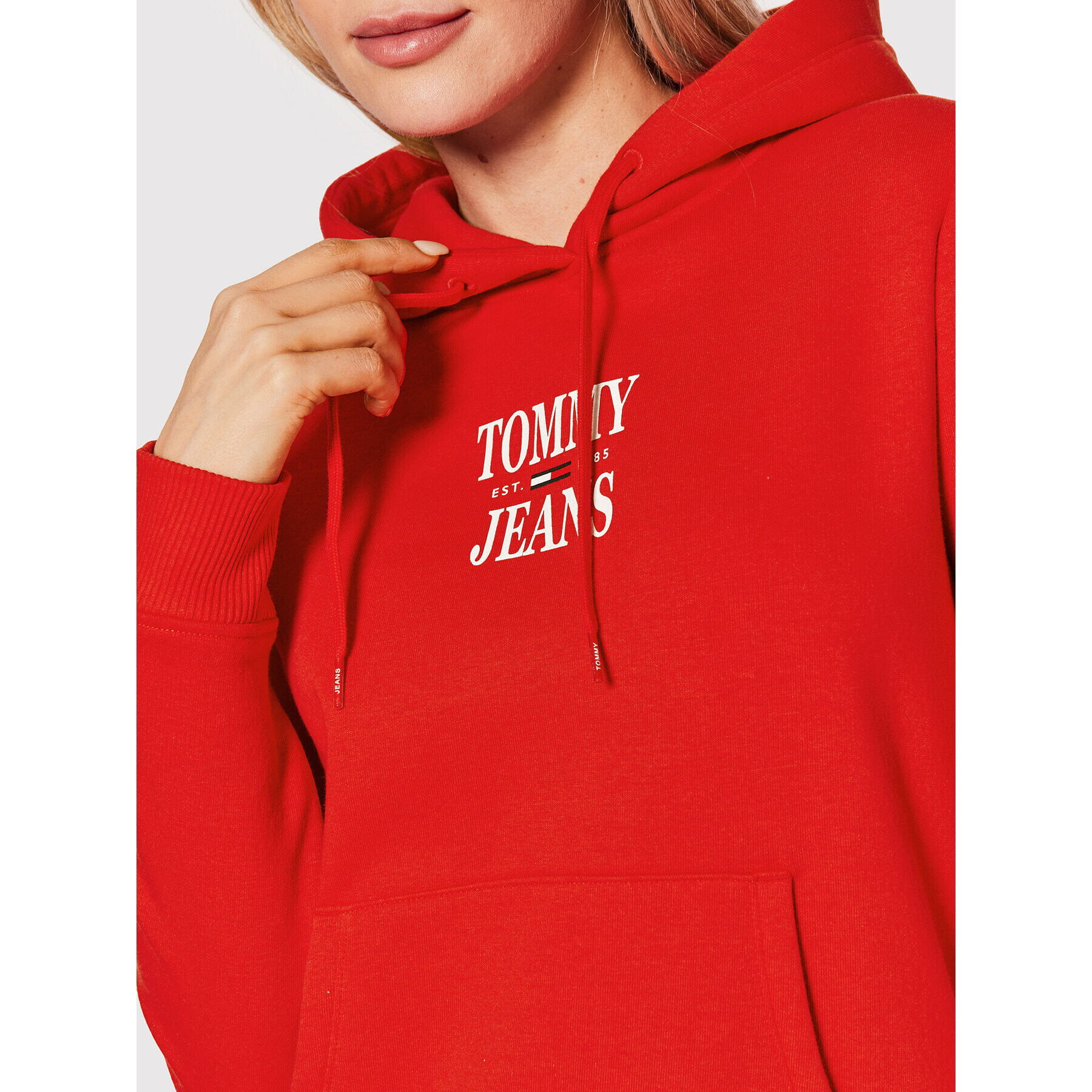 Tommy Jeans Mikina Essential Logo DW0DW12650 Červená Regular Fit - Pepit.cz