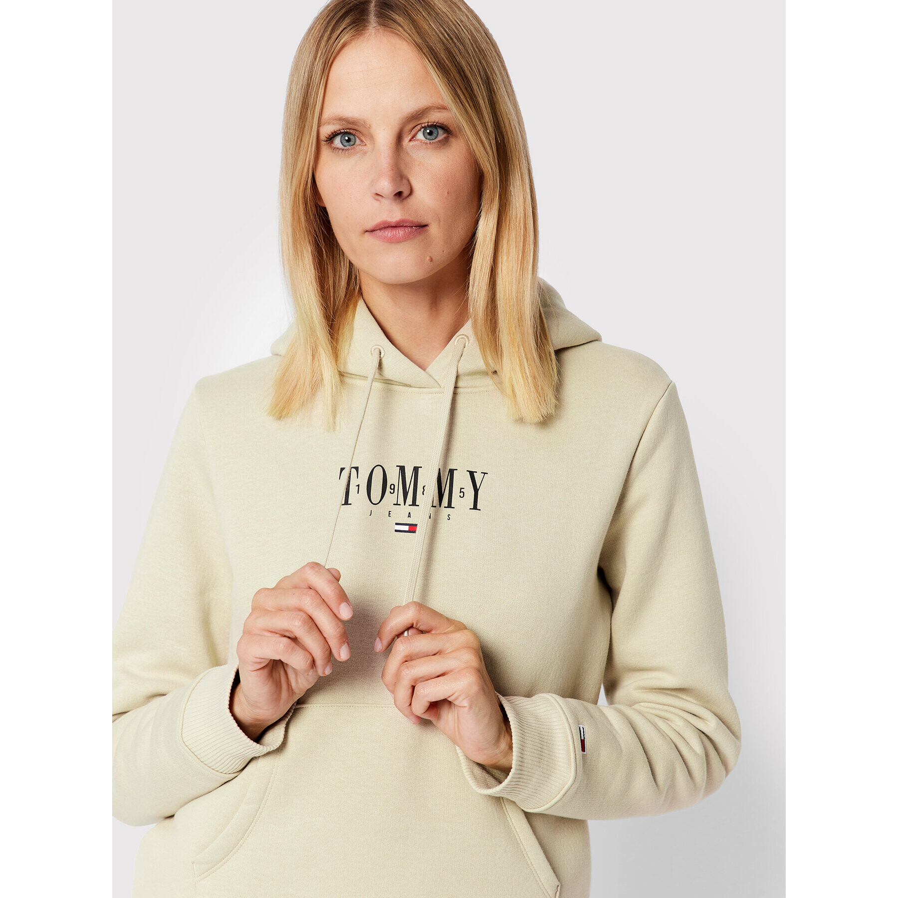 Tommy Jeans Mikina Essential Logo DW0DW12723 Béžová Regular Fit - Pepit.cz