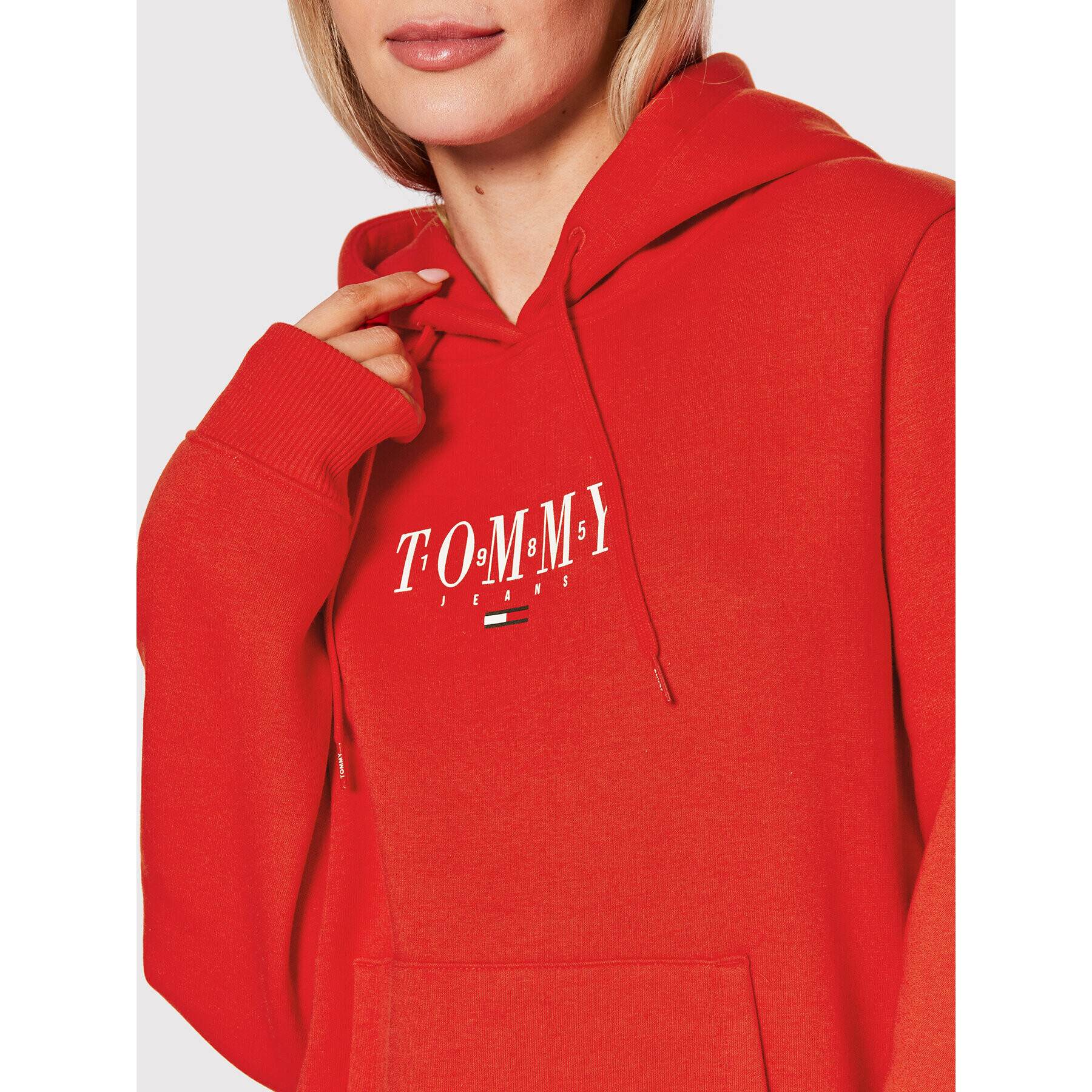 Tommy Jeans Mikina Essential Logo DW0DW12723 Červená Regular Fit - Pepit.cz