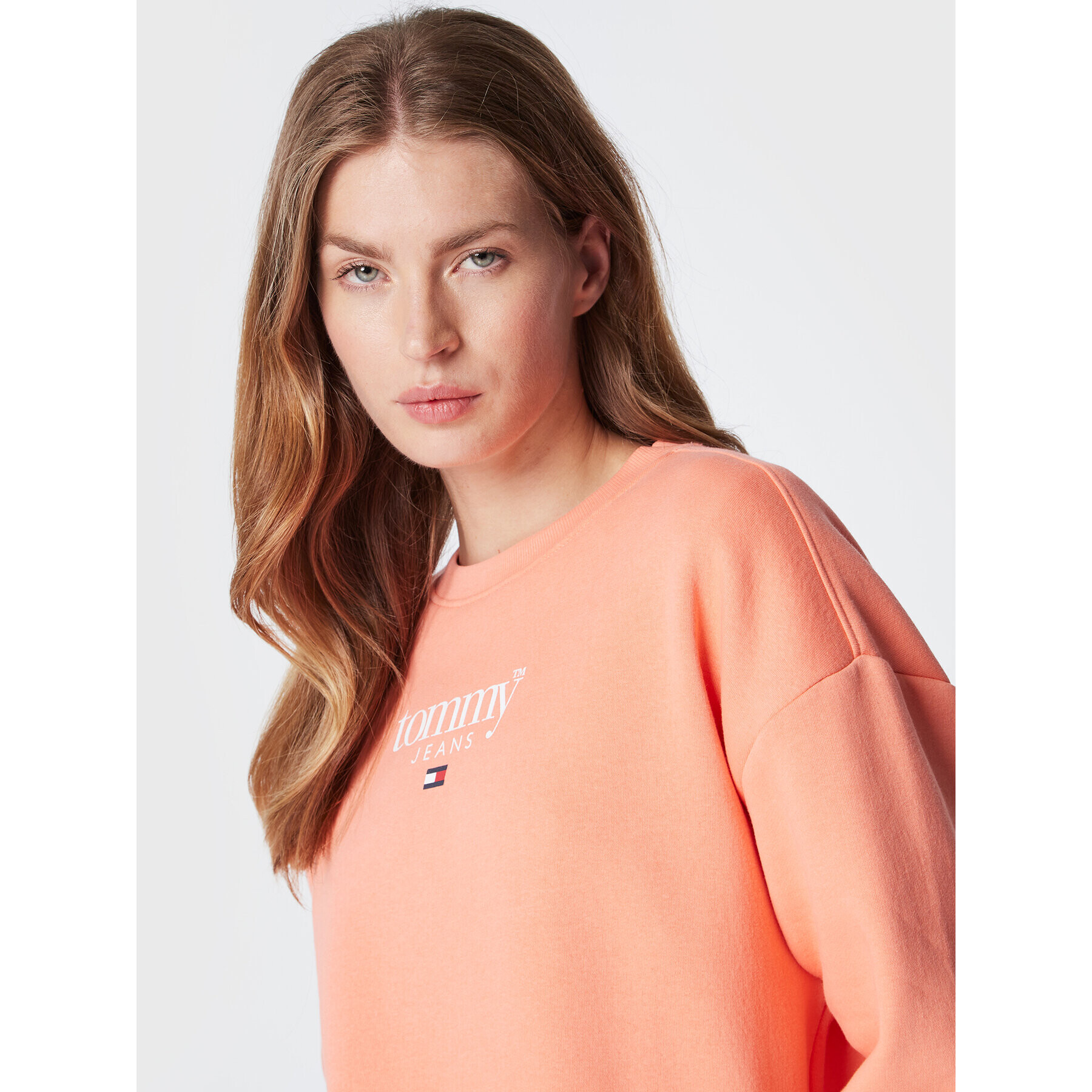 Tommy Jeans Mikina Essential Logo DW0DW14325 Oranžová Relaxed Fit - Pepit.cz