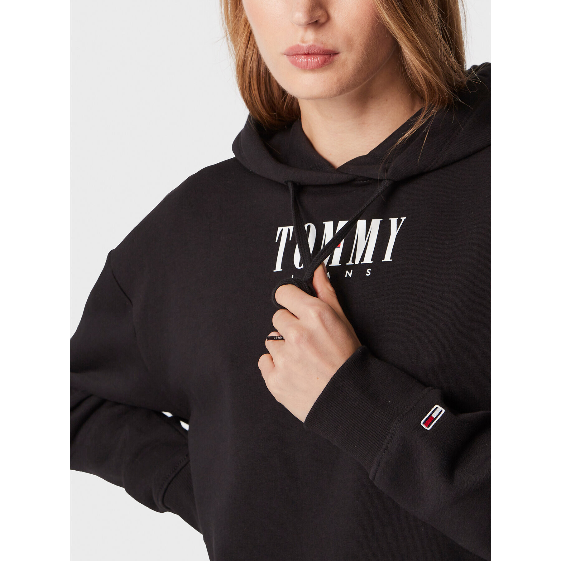 Tommy Jeans Mikina Essential Logo DW0DW14327 Černá Relaxed Fit - Pepit.cz