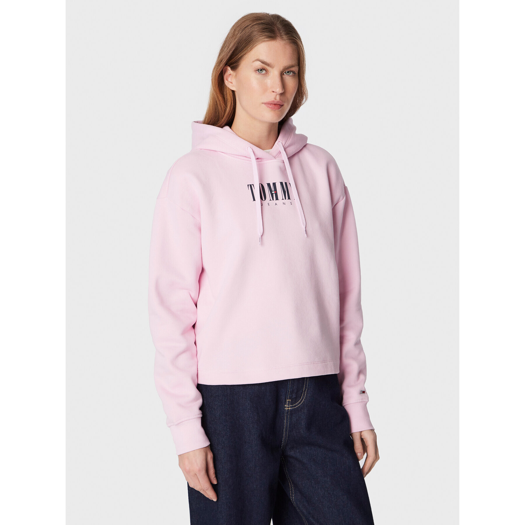 Tommy Jeans Mikina Essential Logo DW0DW14327 Růžová Relaxed Fit - Pepit.cz