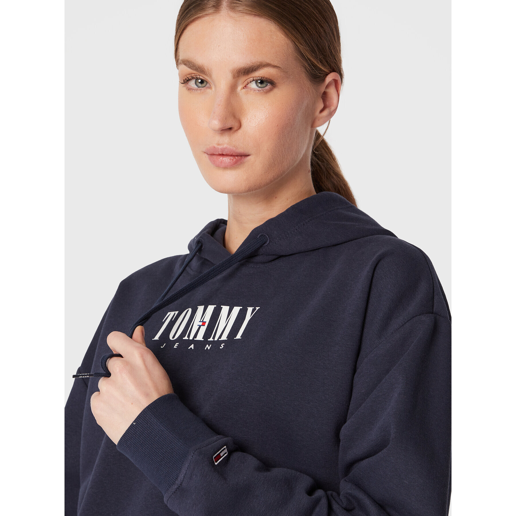 Tommy Jeans Mikina Essential Logo DW0DW14327 Tmavomodrá Relaxed Fit - Pepit.cz