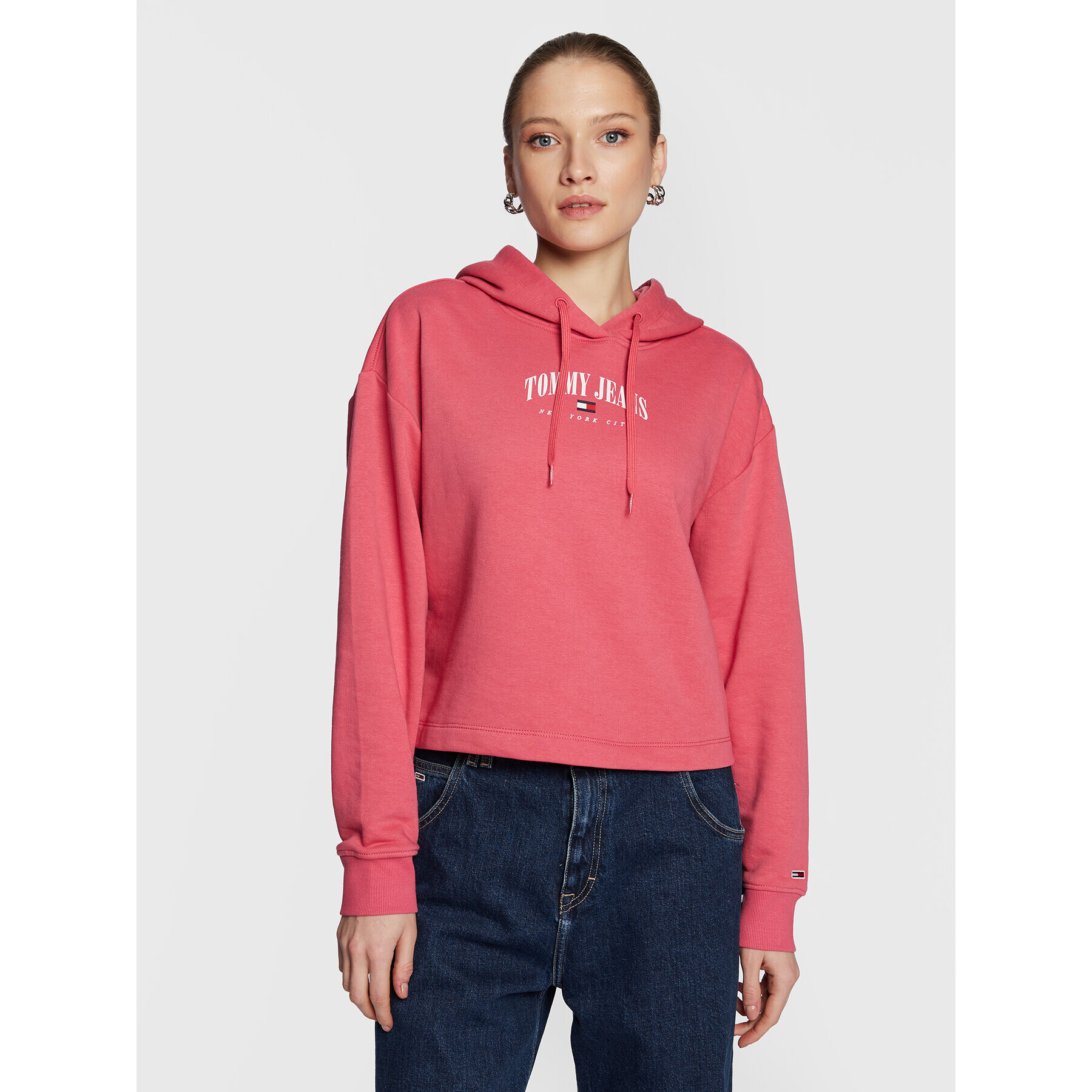 Tommy Jeans Mikina Essential Logo DW0DW14852 Růžová Relaxed Fit - Pepit.cz