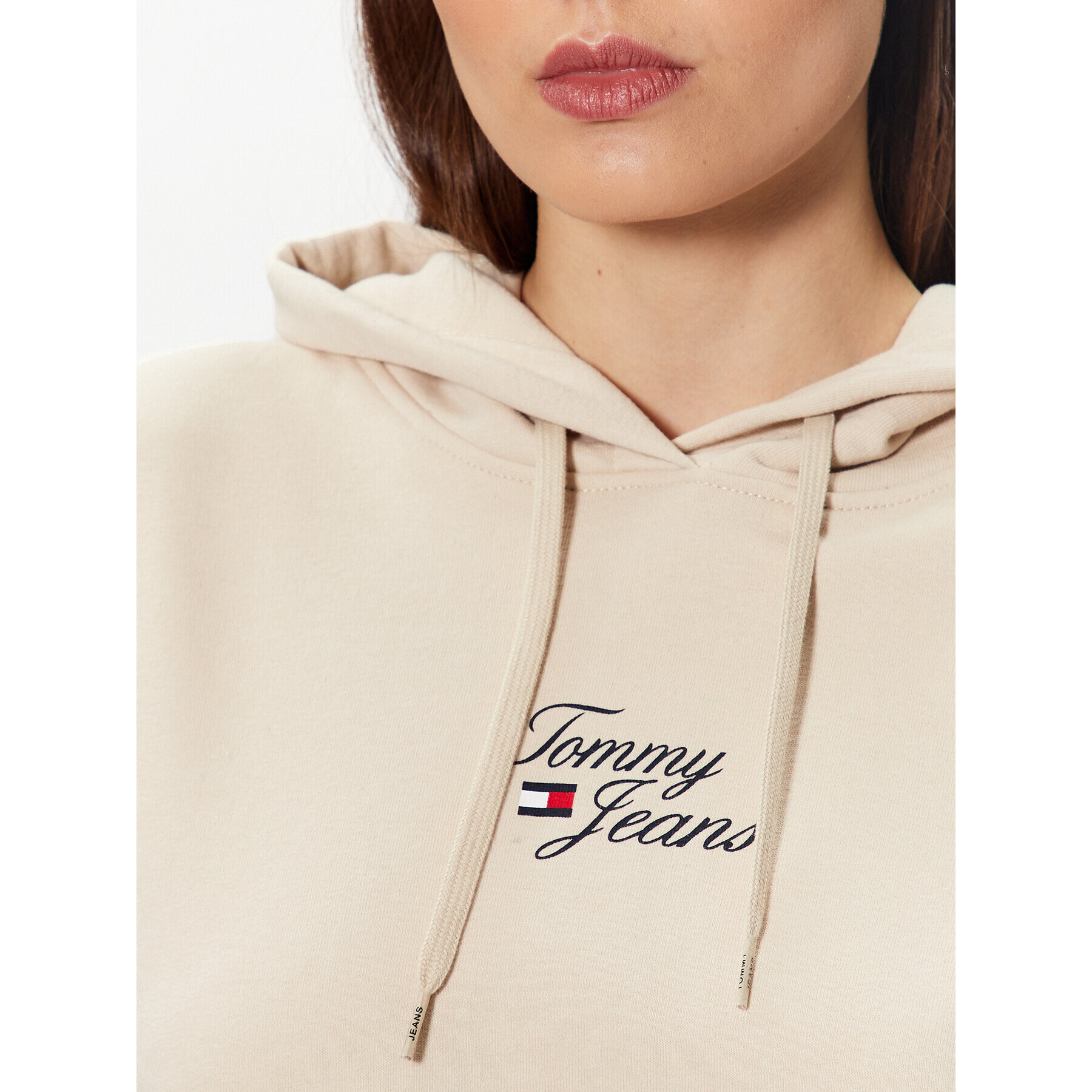 Tommy Jeans Mikina Essential Logo DW0DW15410 Béžová Boxy Fit - Pepit.cz