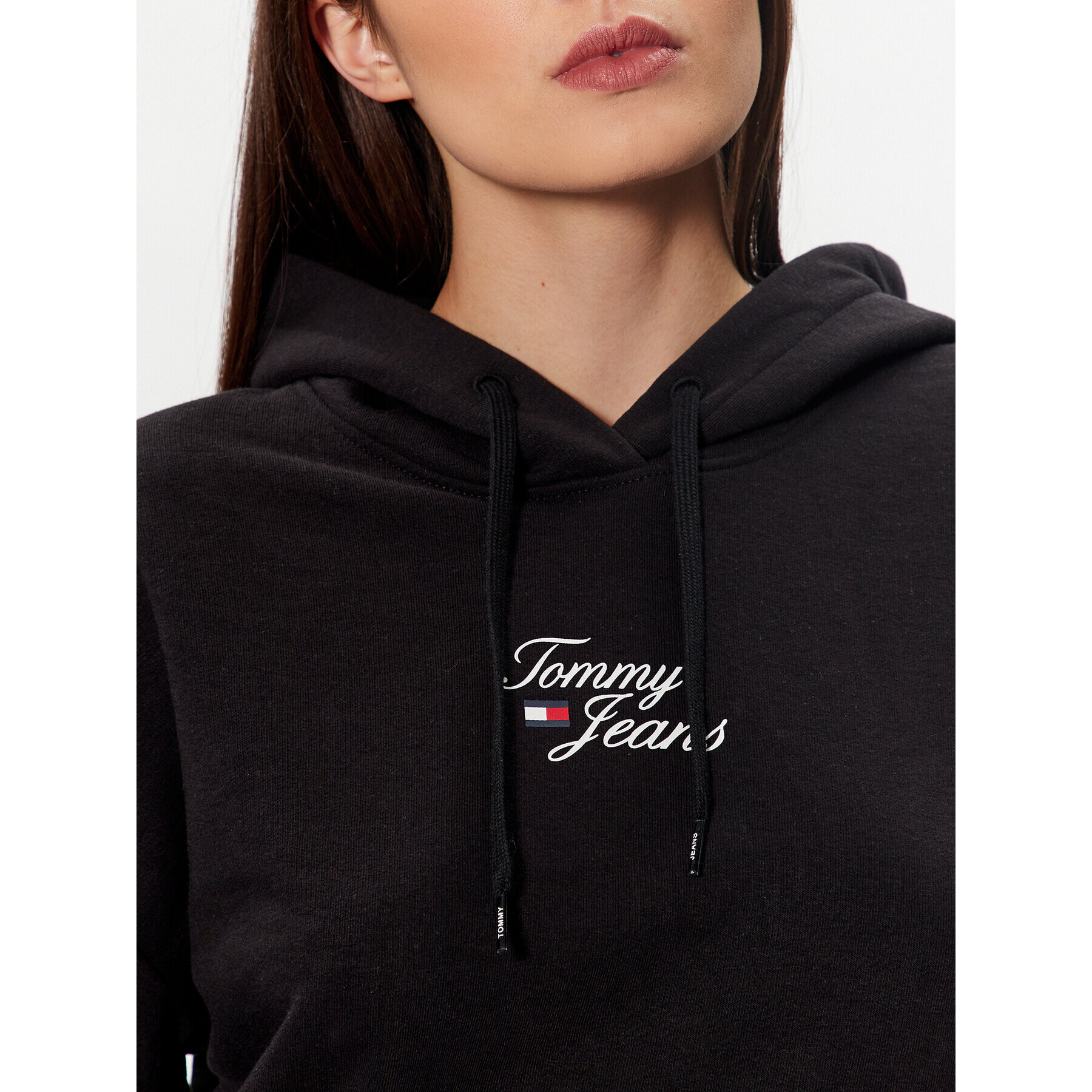 Tommy Jeans Mikina Essential Logo DW0DW15410 Černá Boxy Fit - Pepit.cz