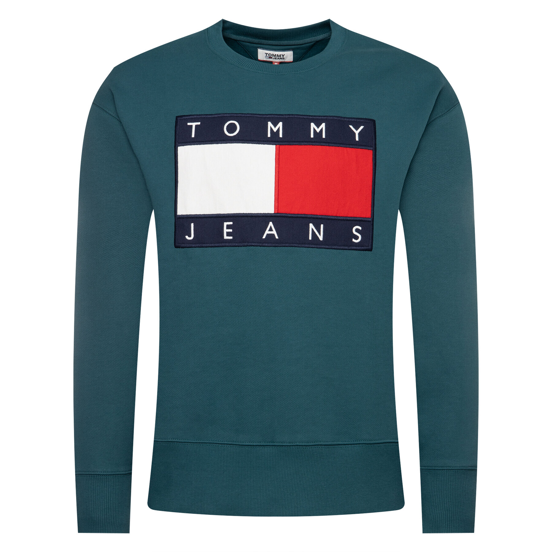 Tommy Jeans Mikina Flag Crew DM0DM07201 Zelená Regular Fit - Pepit.cz