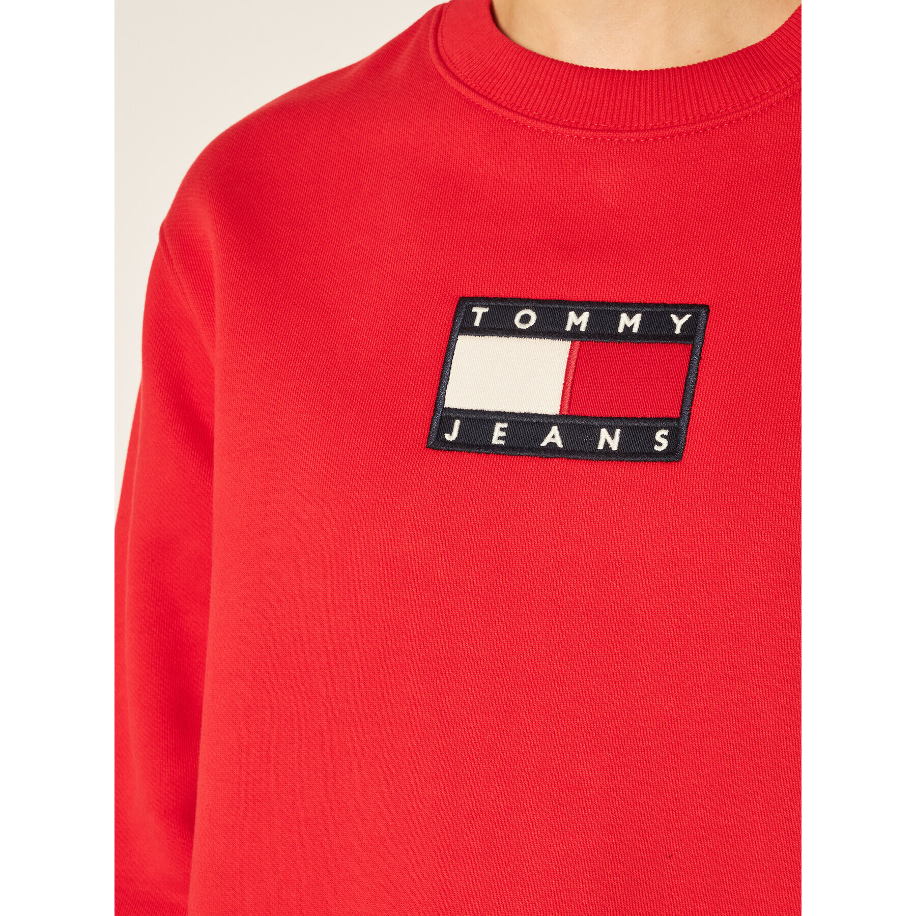 Tommy Jeans Mikina Flag Crew DW0DW08548 Červená Regular Fit - Pepit.cz