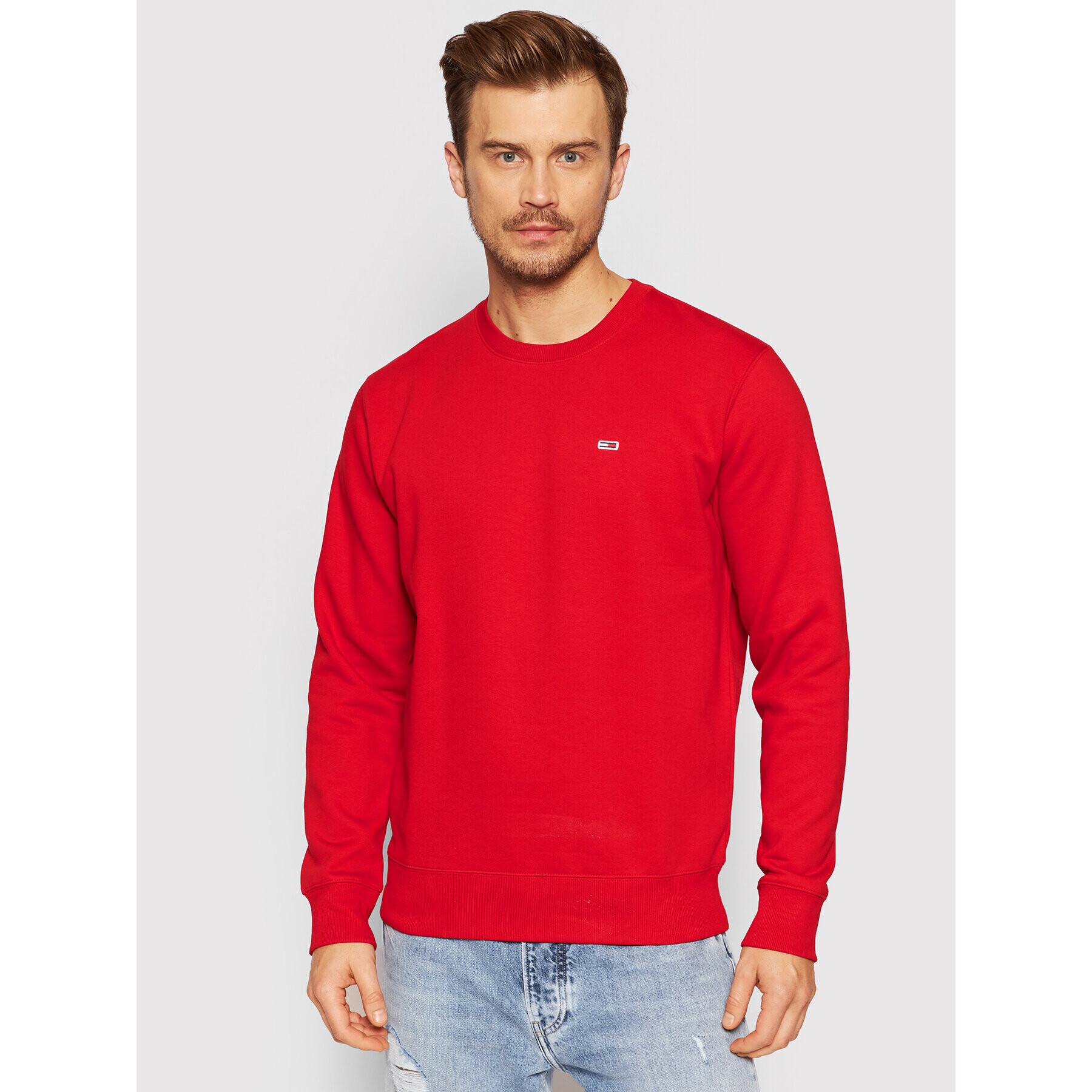 Tommy Jeans Mikina Fleece DM0DM09591 Červená Regular Fit - Pepit.cz