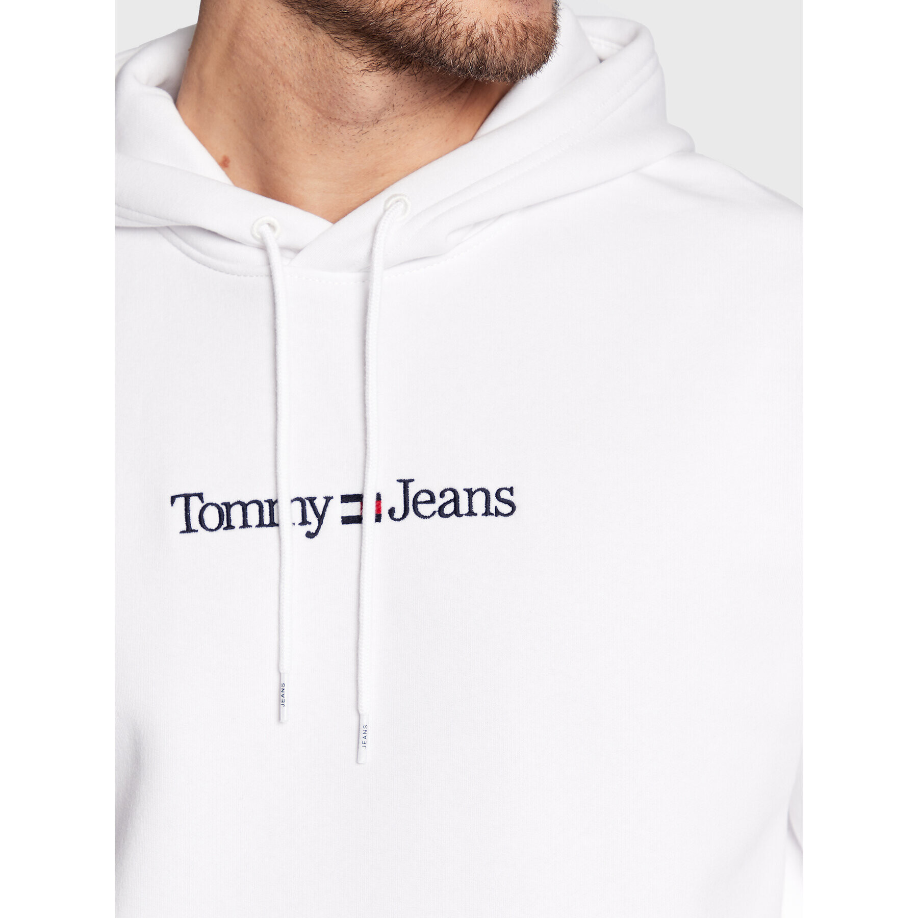 Tommy Jeans Mikina Linear DM0DM15013 Bílá Regular Fit - Pepit.cz