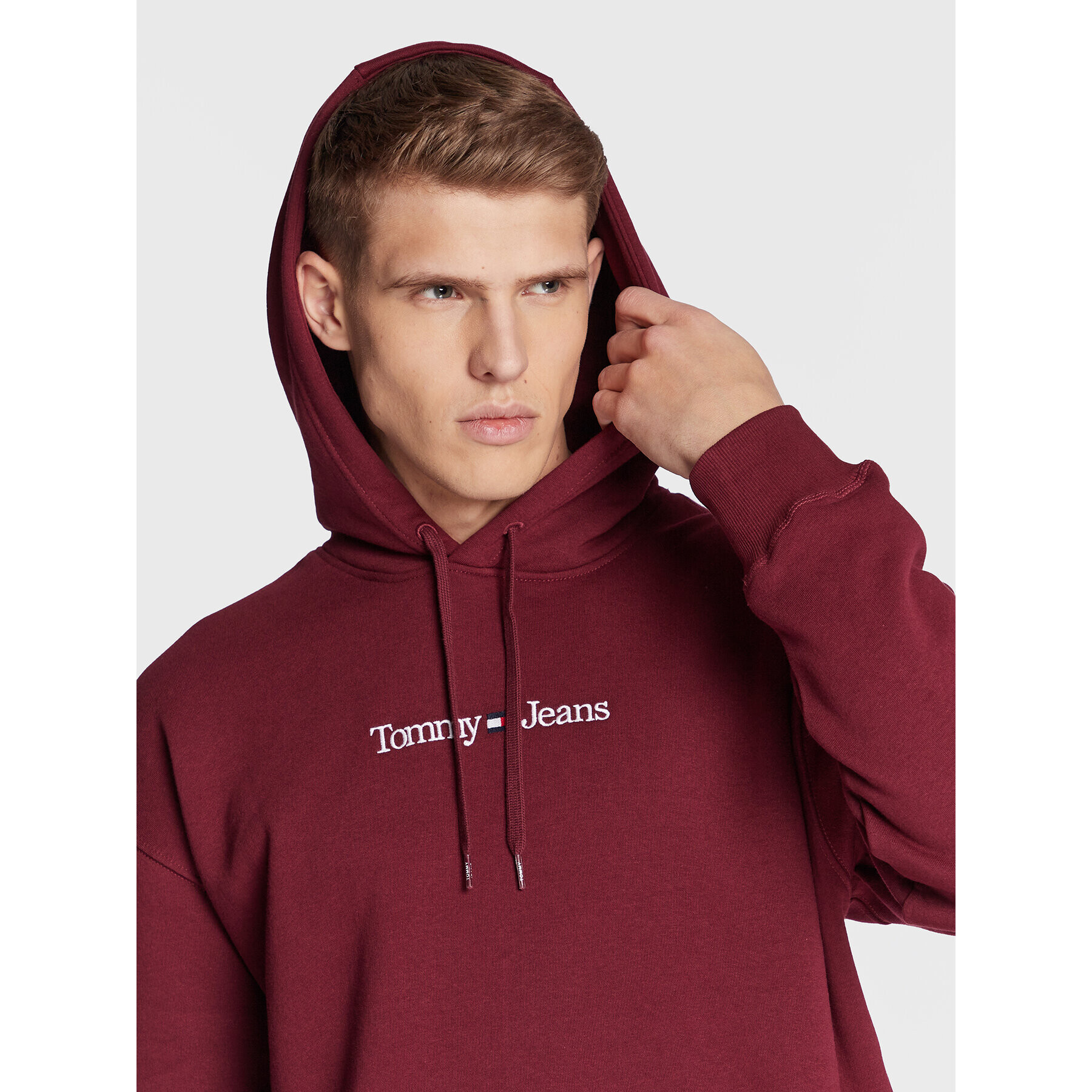 Tommy Jeans Mikina Linear DM0DM15013 Bordó Regular Fit - Pepit.cz