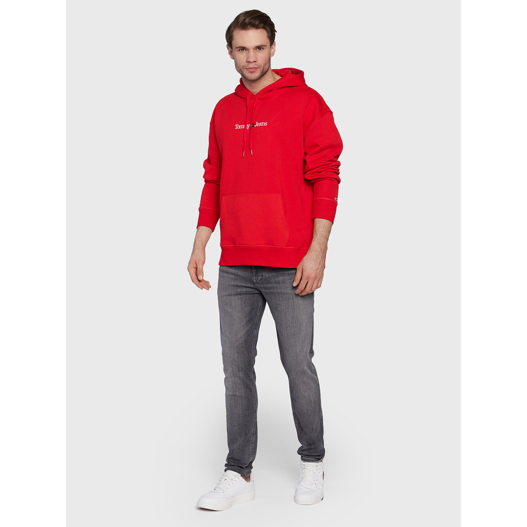 Tommy Jeans Mikina Linear DM0DM15013 Červená Regular Fit - Pepit.cz